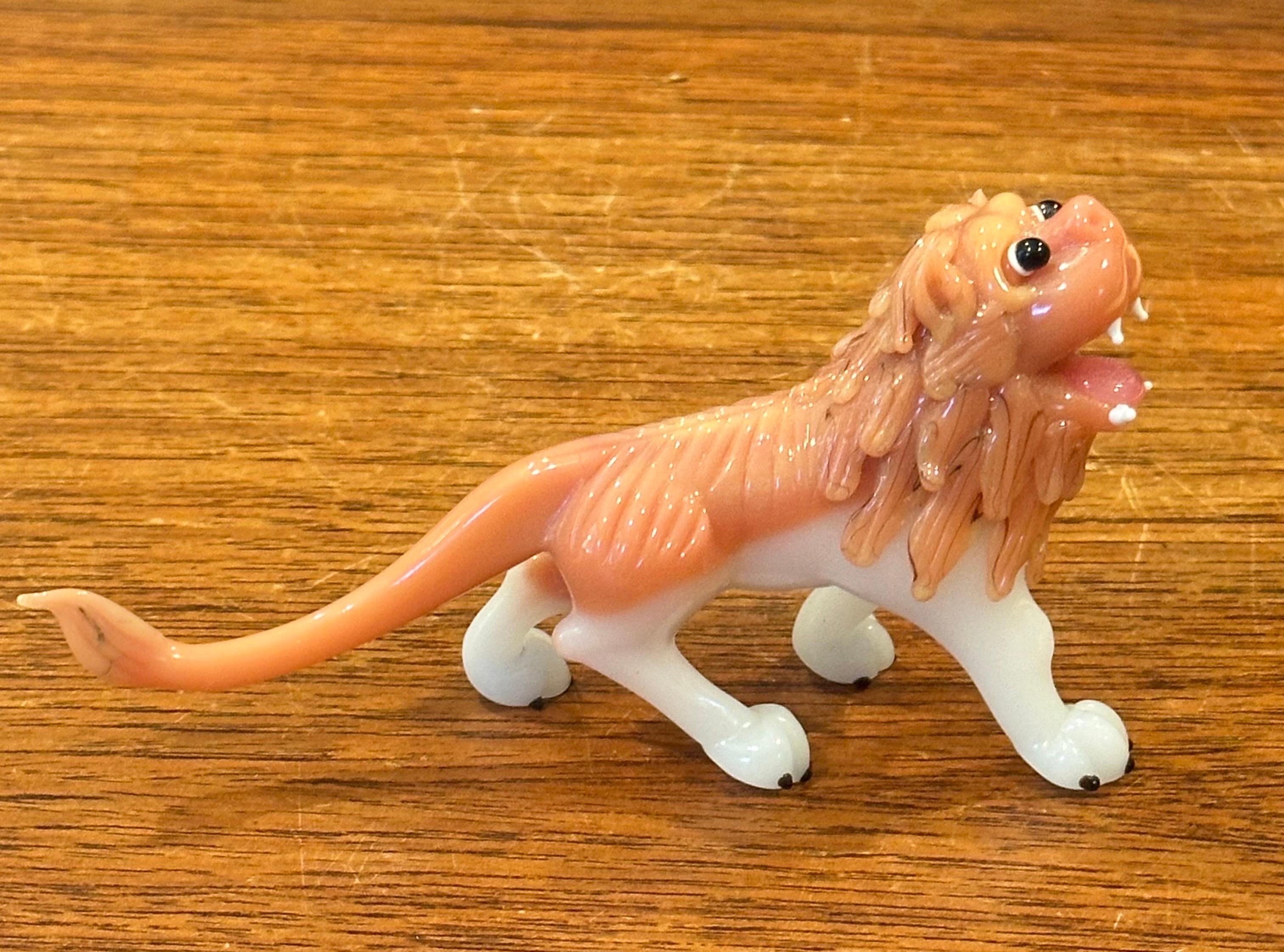 20th Century Small Japanese Art Glass Foo Dog / Lion Sculpture / Paperweight For Sale