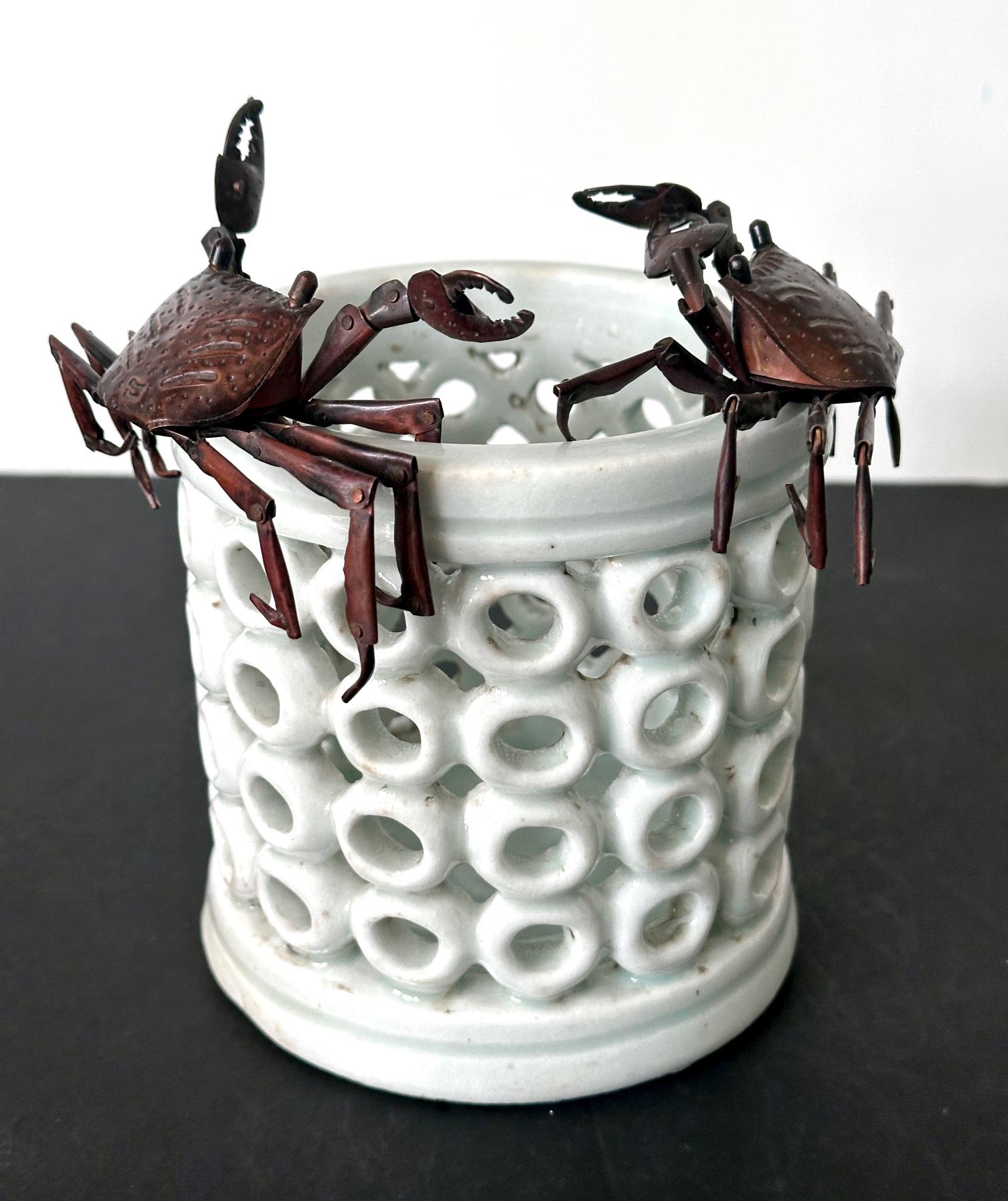 Small Japanese Articulate Crab Jizai Okimono Meiji Period Signed For Sale 7