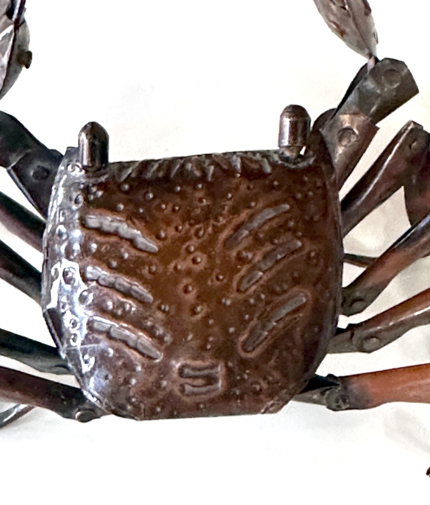 20th Century Small Japanese Articulate Crab Jizai Okimono Meiji Period Signed For Sale