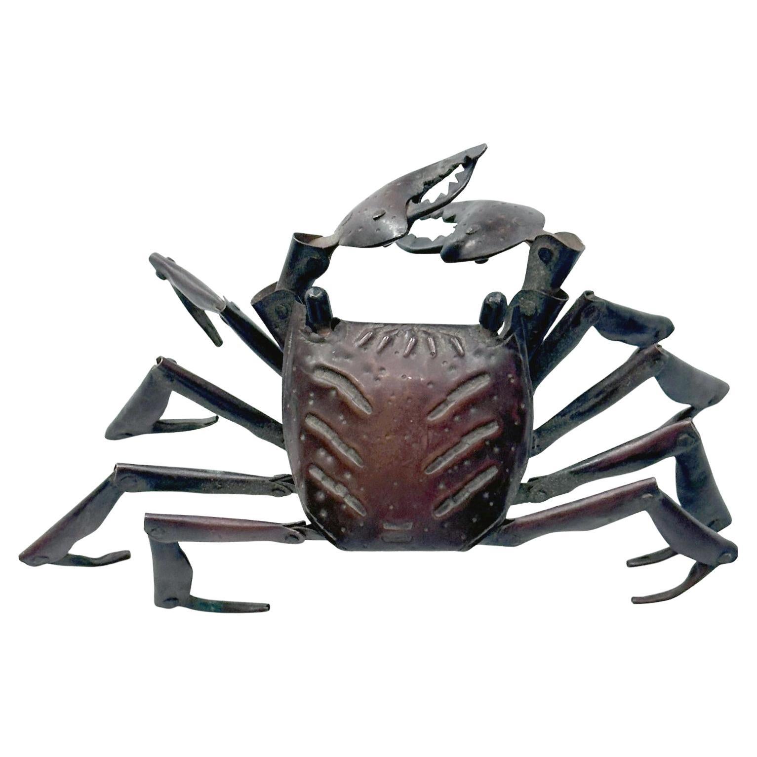 Small Japanese Articulate Crab Jizai Okimono Meiji Period Signed