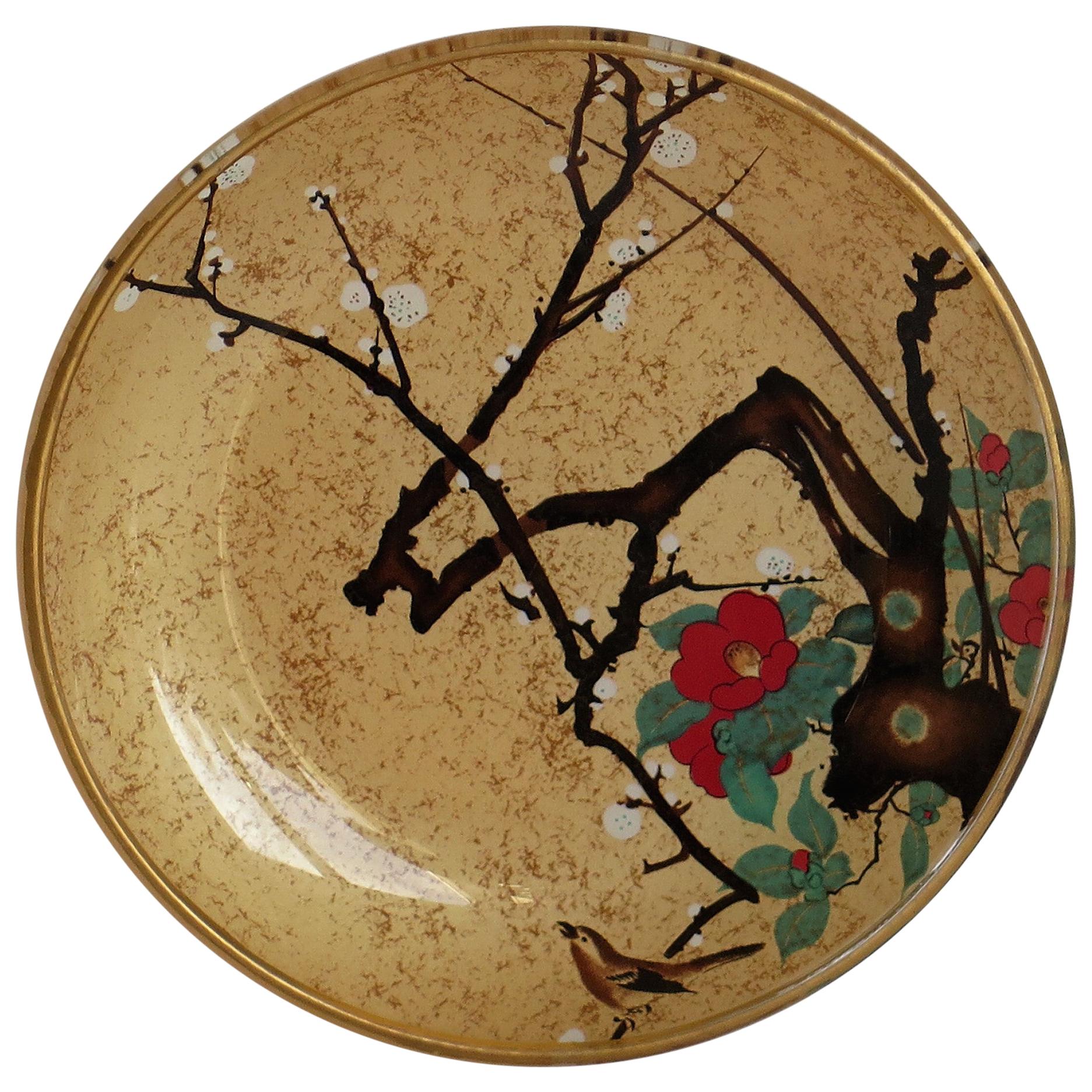 Small Japanese Glass Dish with Hand Painted Kakiemon Decoration, circa 1920