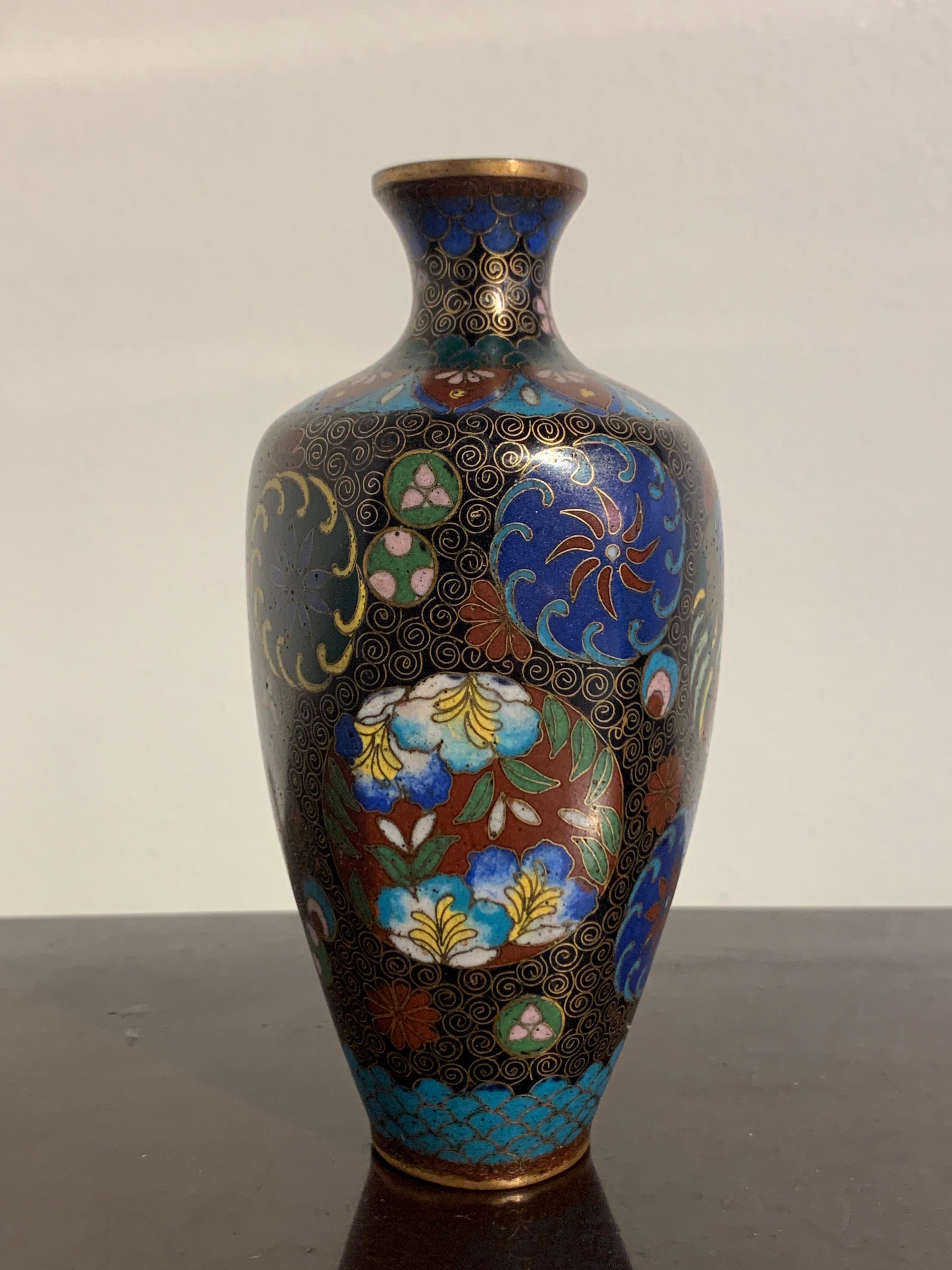 Enameled Small Japanese Hexagonal Cloisonné Vase, Meiji Period, Japan