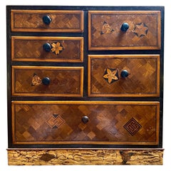 Small Japanese Marquetry Cabinet Yosegi Zaiku 19th Century