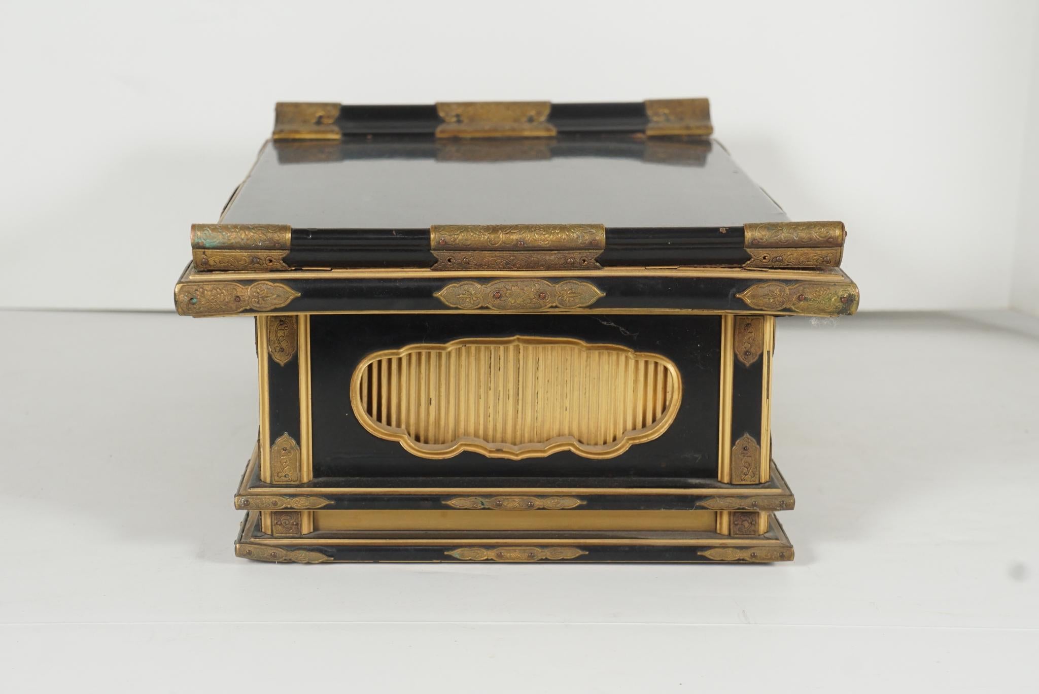 Carved Small Japanese Meiji Period Black and Gold Altar Stand For Sale