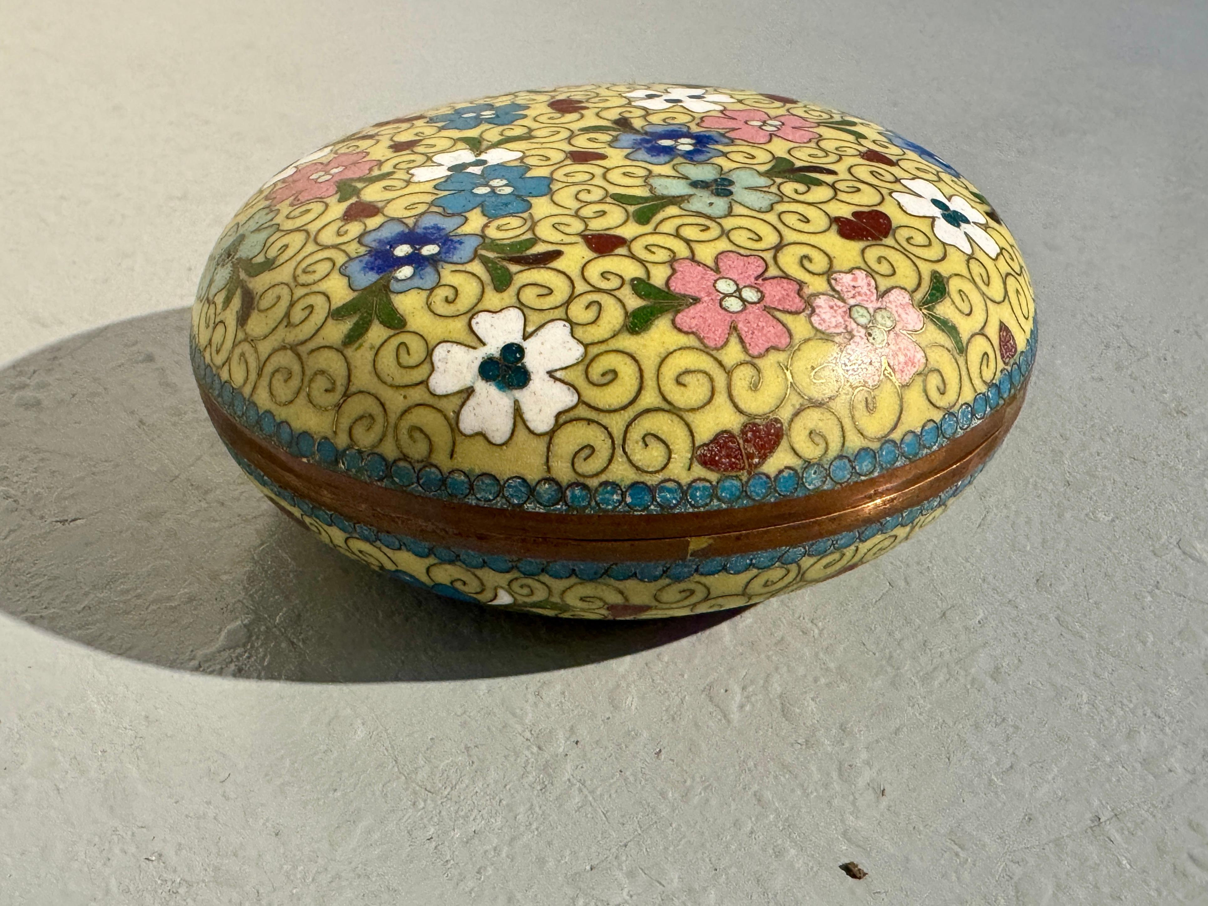 Small Japanese Meiji Period Cloisonne Round Box, circa 1910, Japan In Good Condition For Sale In Austin, TX