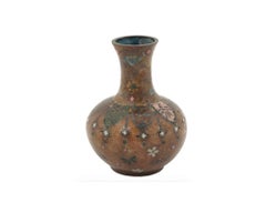 Small Japanese Cloisonne Gold Stone Meiji Period Vase