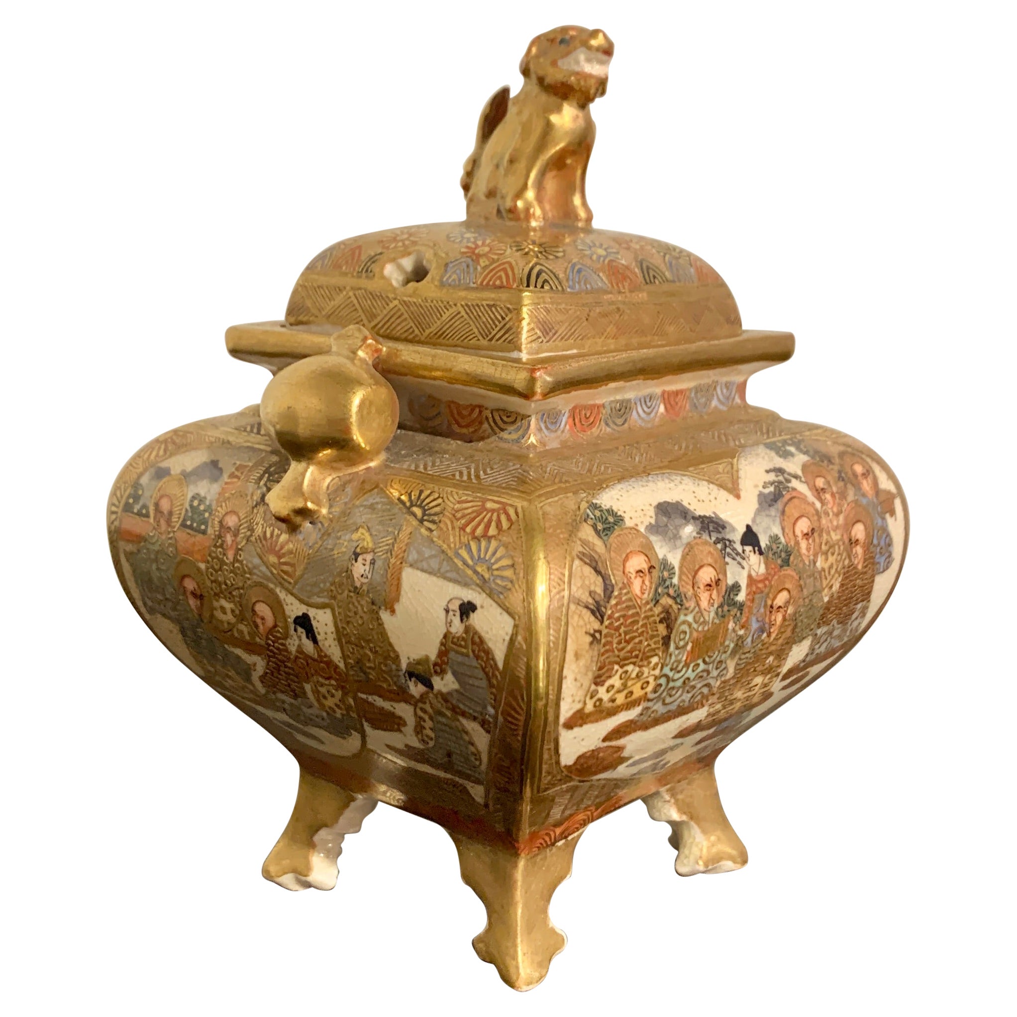 Petit brûleur d'encens japonais Satsuma, Koro, période Meiji, fin du XIXe siècle