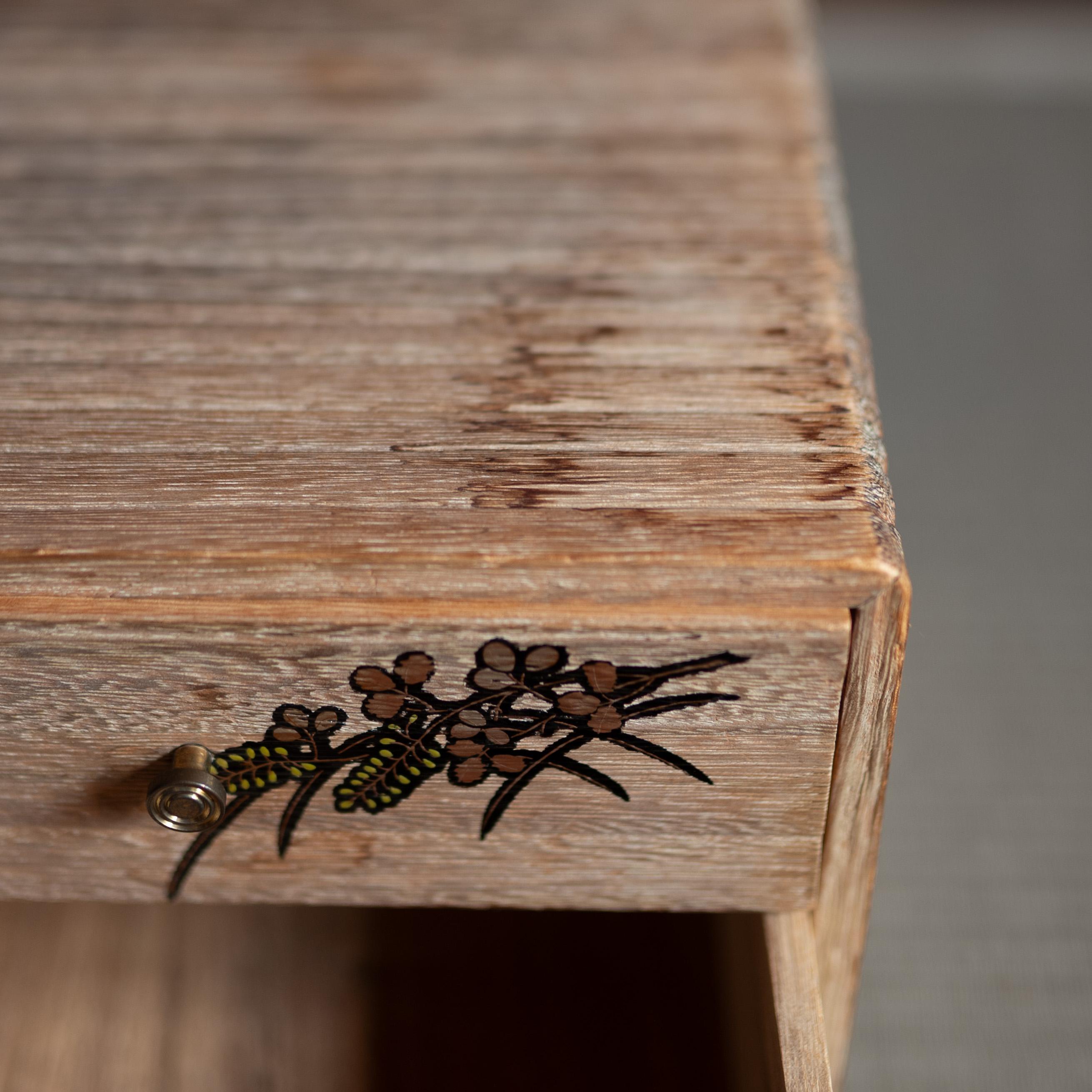 Small Japanese Wooden Box with Drawers and Floral Design, Japan, 20th Century For Sale 3