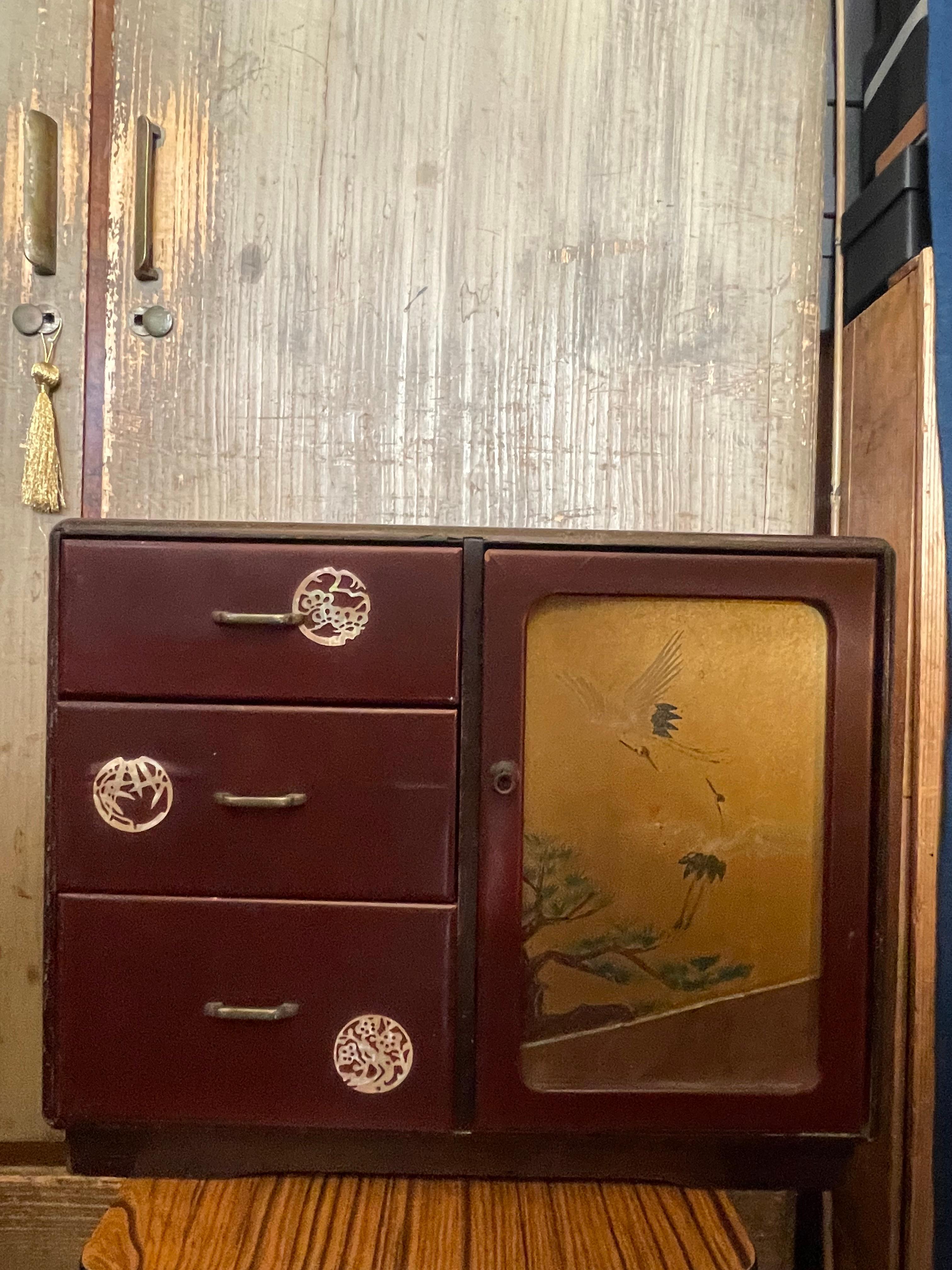 Showa Small Japanese Wooden Cupboards 1970s For Sale