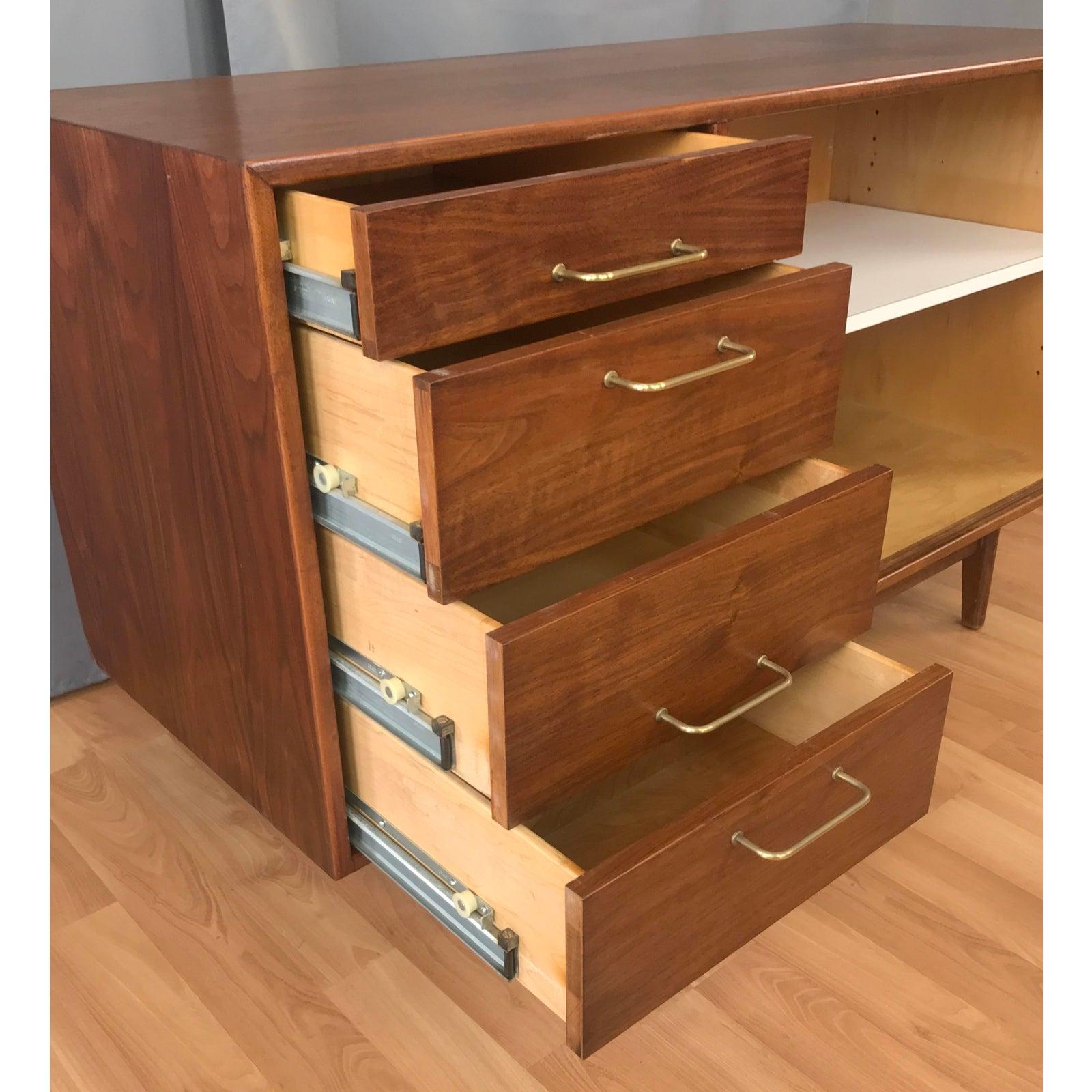 Formica Small Jens Risom Walnut Credenza / Sideboard