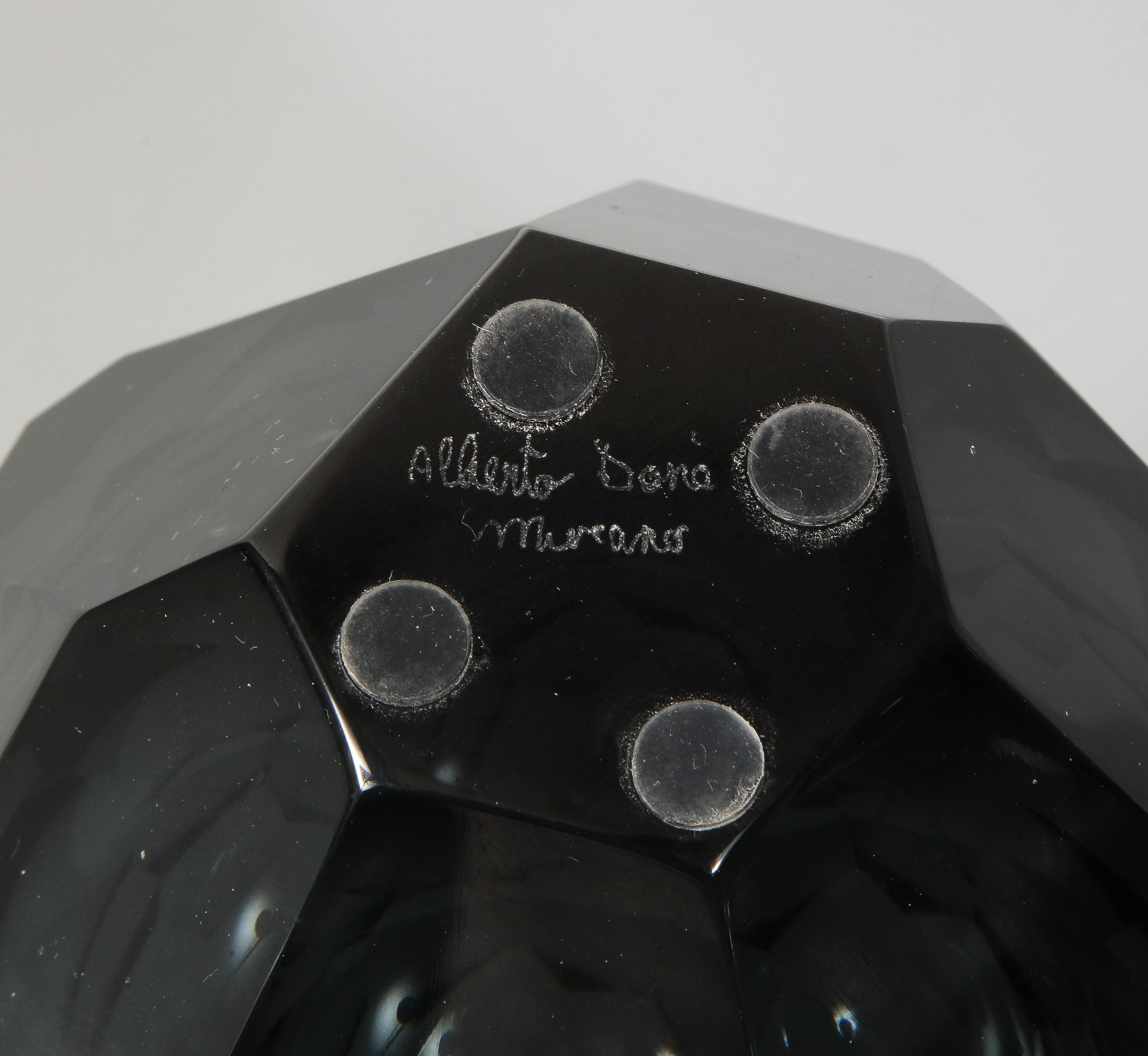 Murano Glass Small Murano Dark Gray Glass Gem Cut Vase For Sale