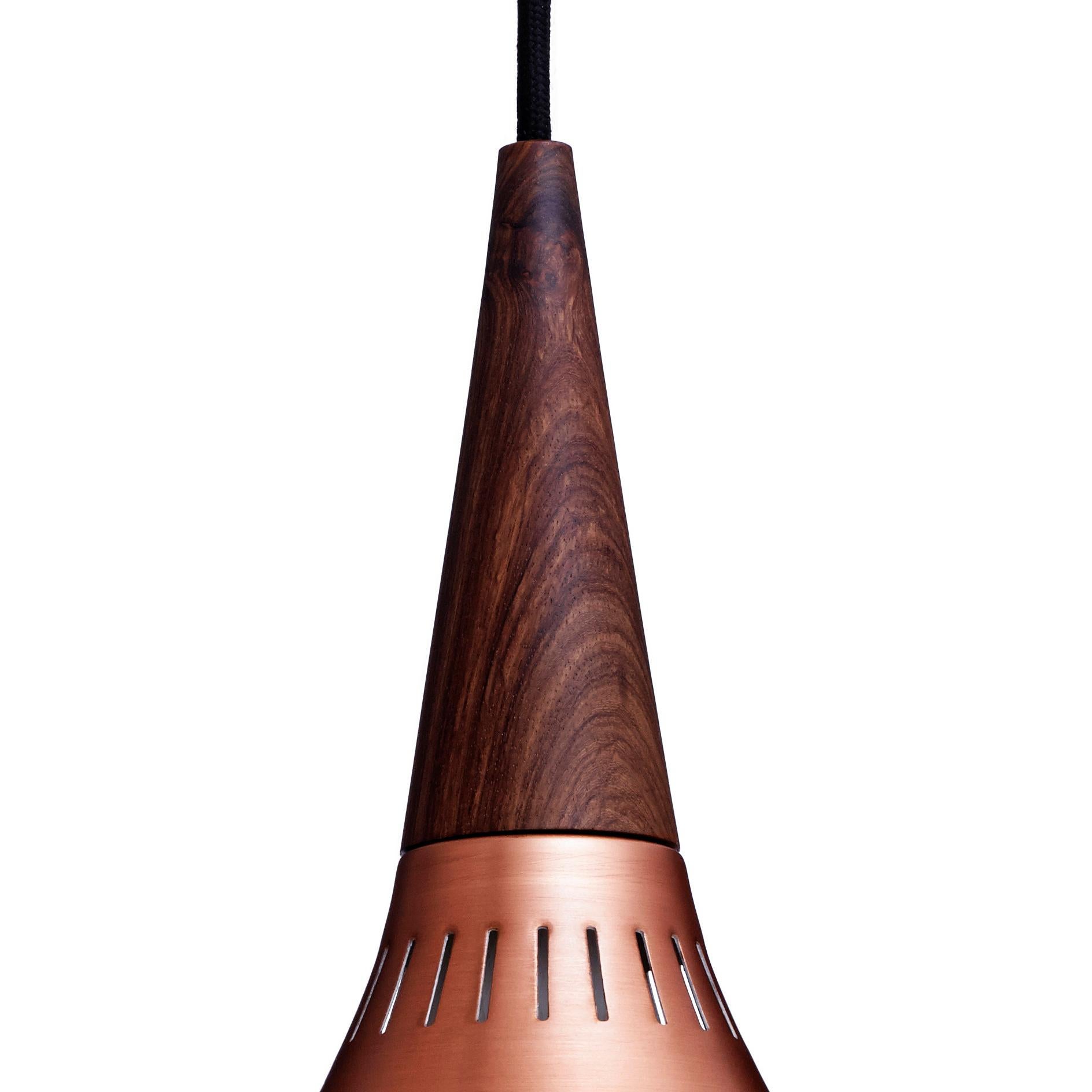 Small Jo Hammerborg 'Orient' Pendant for Fritz Hansen in Copper and Rosewood For Sale 3