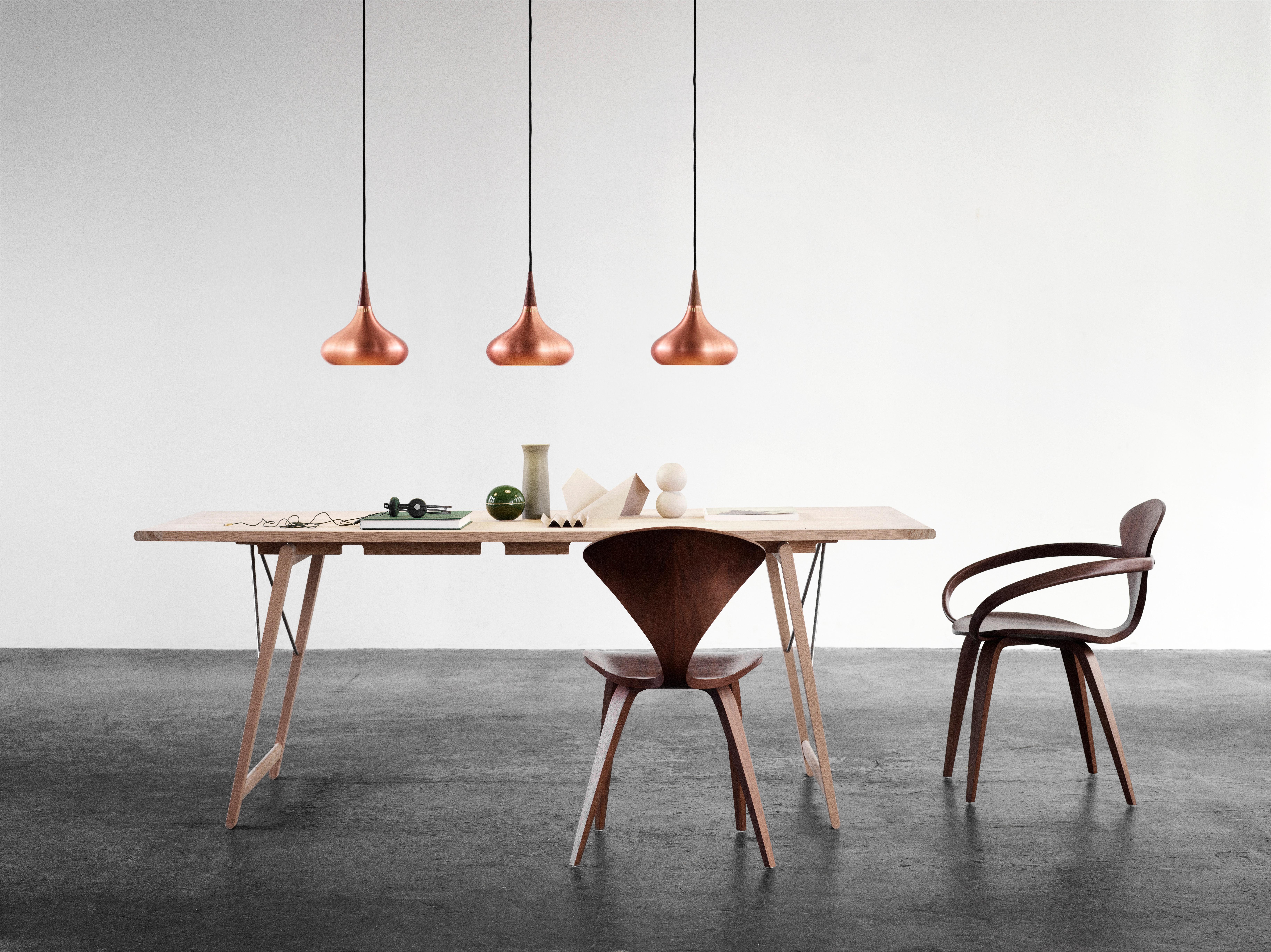 Small Jo Hammerborg 'Orient' Pendant Lamp for Fritz Hansen in Copper and Rosewood.

Established in 1872, Fritz Hansen has become synonymous with legendary Danish design. Combining timeless craftsmanship with an emphasis on sustainability, the