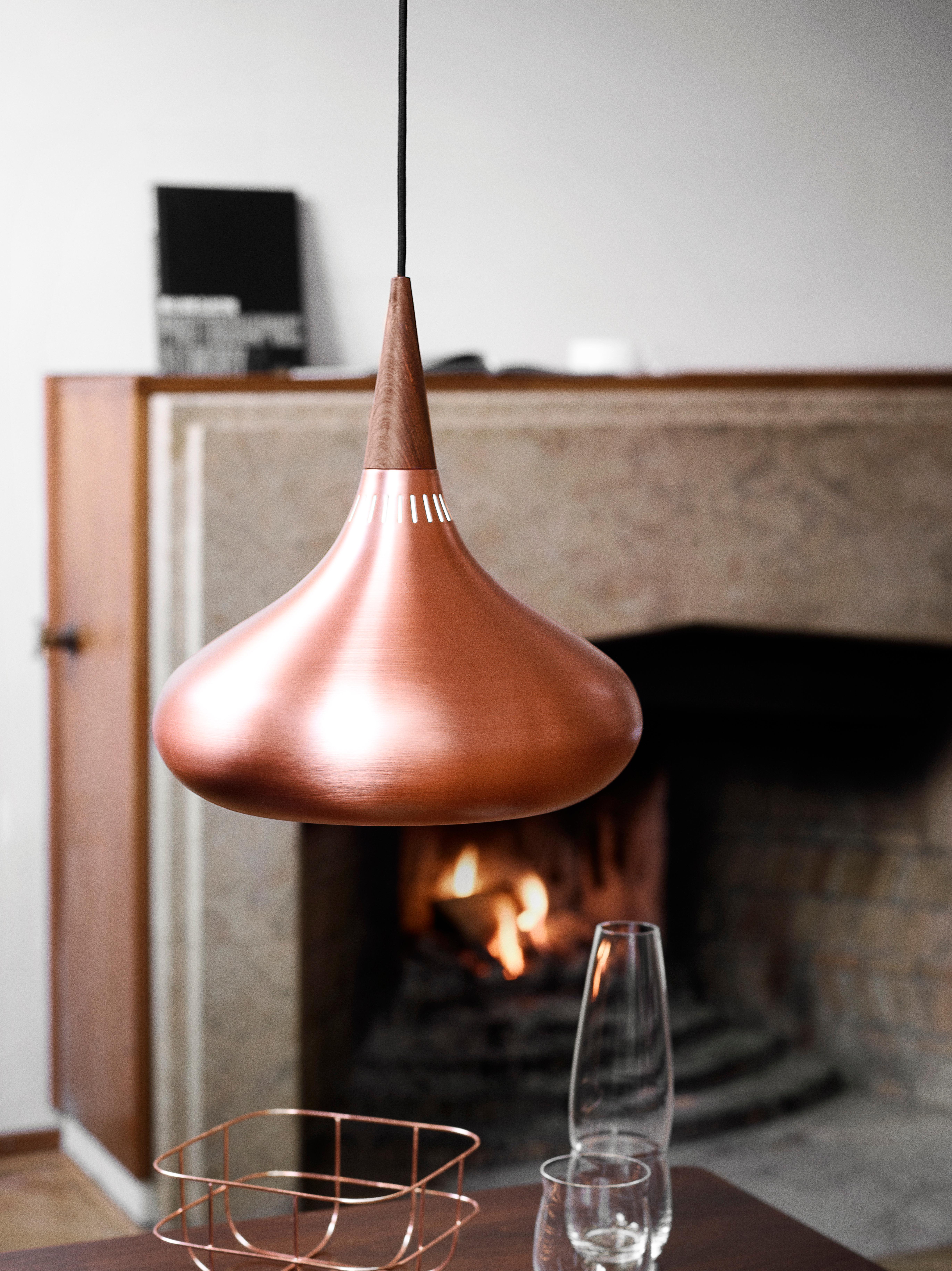 Contemporary Small Jo Hammerborg 'Orient' Pendant for Fritz Hansen in Copper and Rosewood For Sale