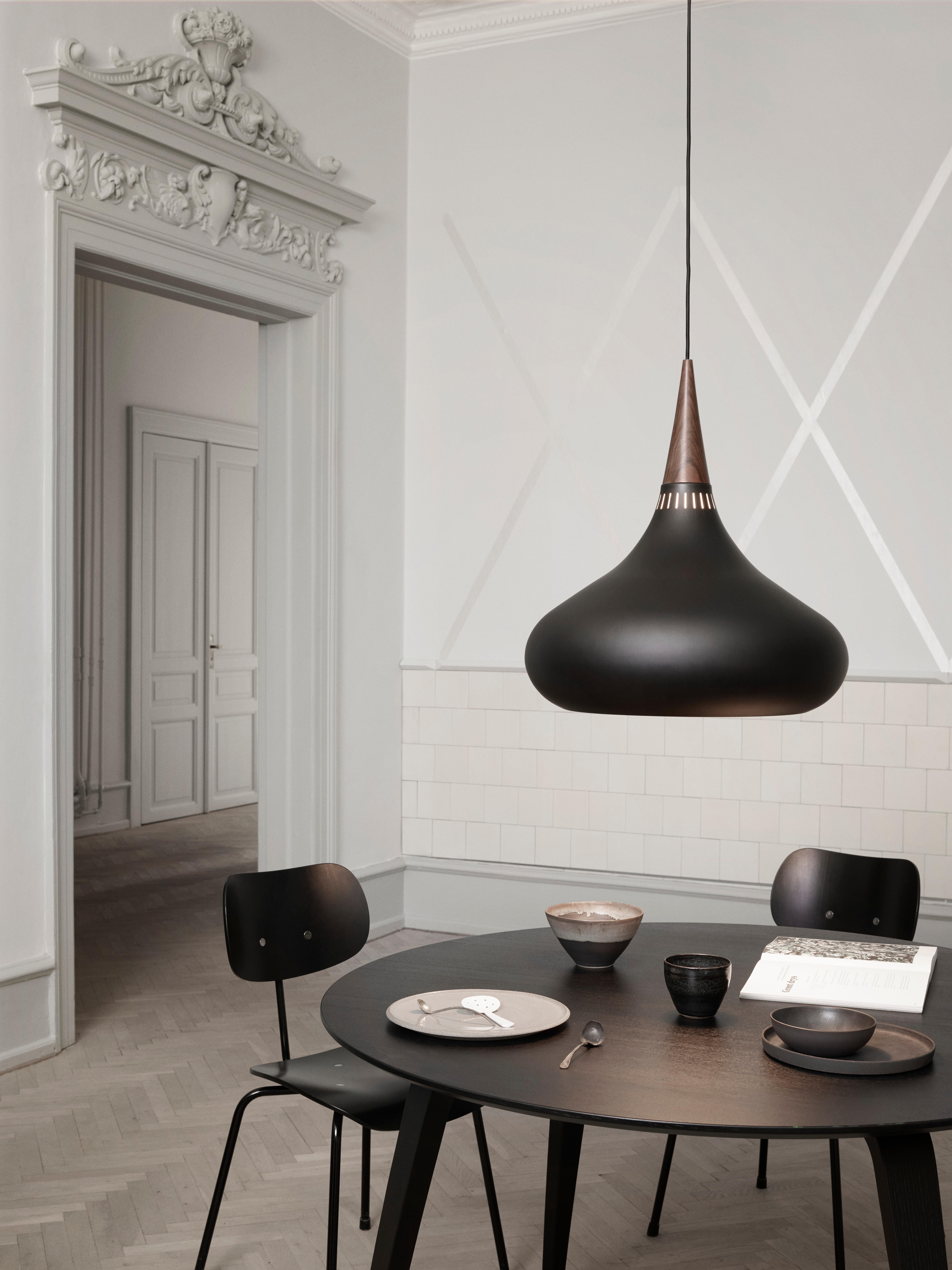 Small Jo Hammerborg 'Orient' Pendant Lamp for Fritz Hansen in Aluminum and Oak For Sale 3