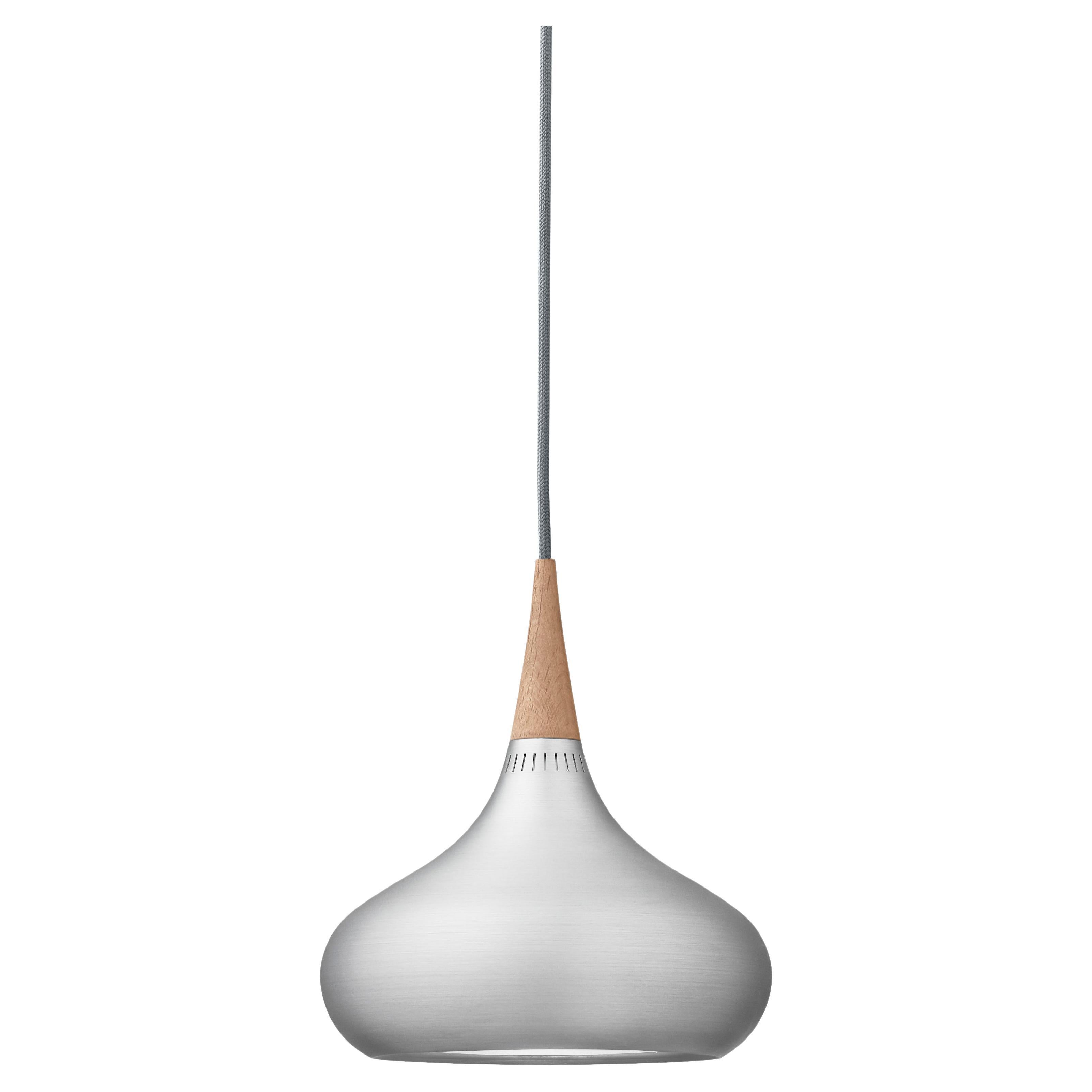 Small Jo Hammerborg 'Orient' Pendant Lamp for Fritz Hansen in Aluminum and Oak For Sale