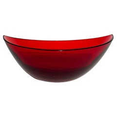 Small Johnny Mattsson Glass Bowl Reijmyre Sweden Ruby Red Crystal 1950s
