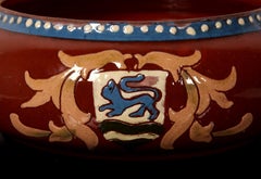 small Jugendstil Austrian Art Nouveau bowl ar. 1910 lion crest red clay signed