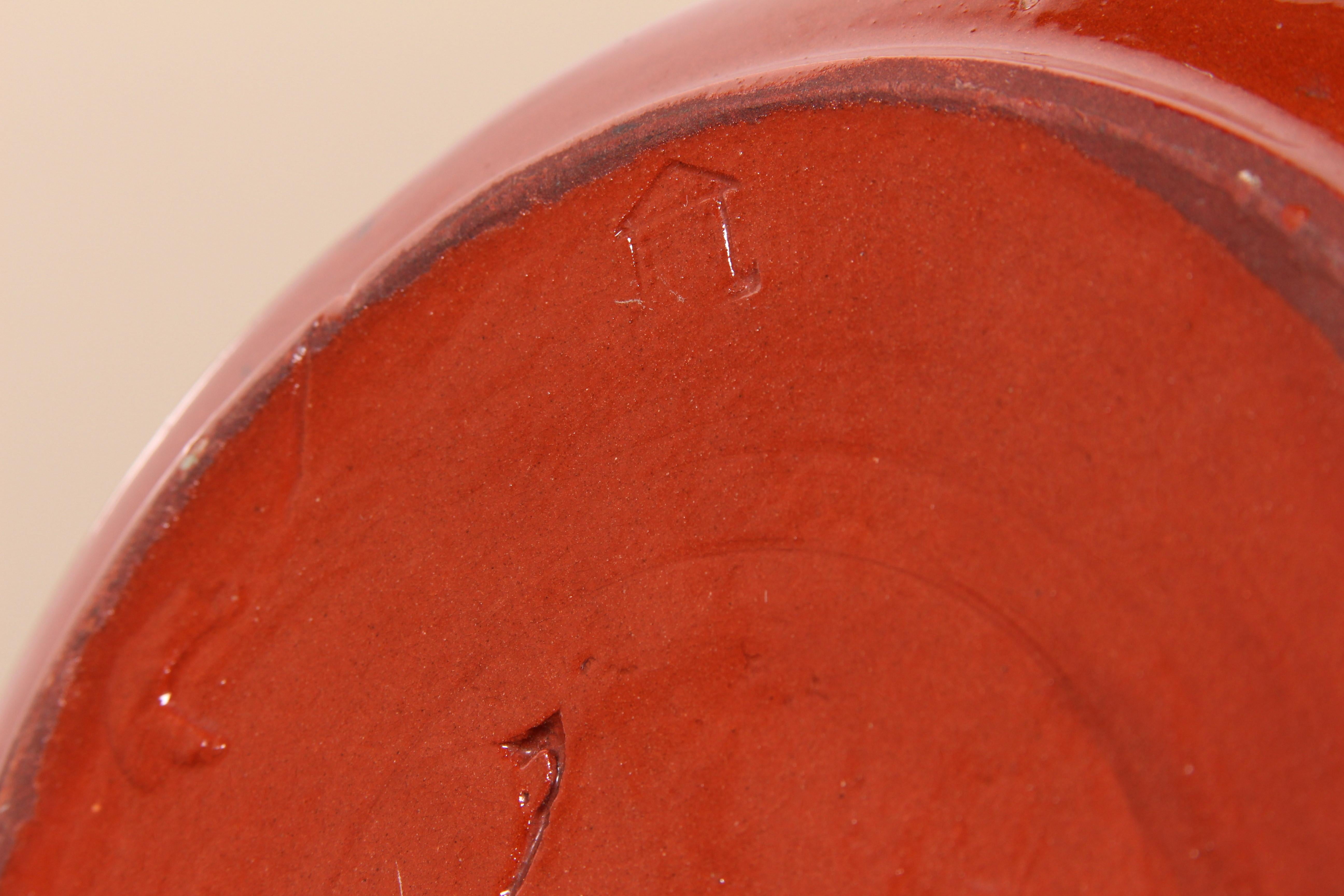 small Jugendstil Austrian Art Nouveau bowl ar. 1910 lion crest red clay signed In Fair Condition For Sale In Landshut, BY