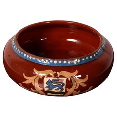 small Jugendstil Austrian Art Nouveau bowl ar. 1910 lion crest red clay signed