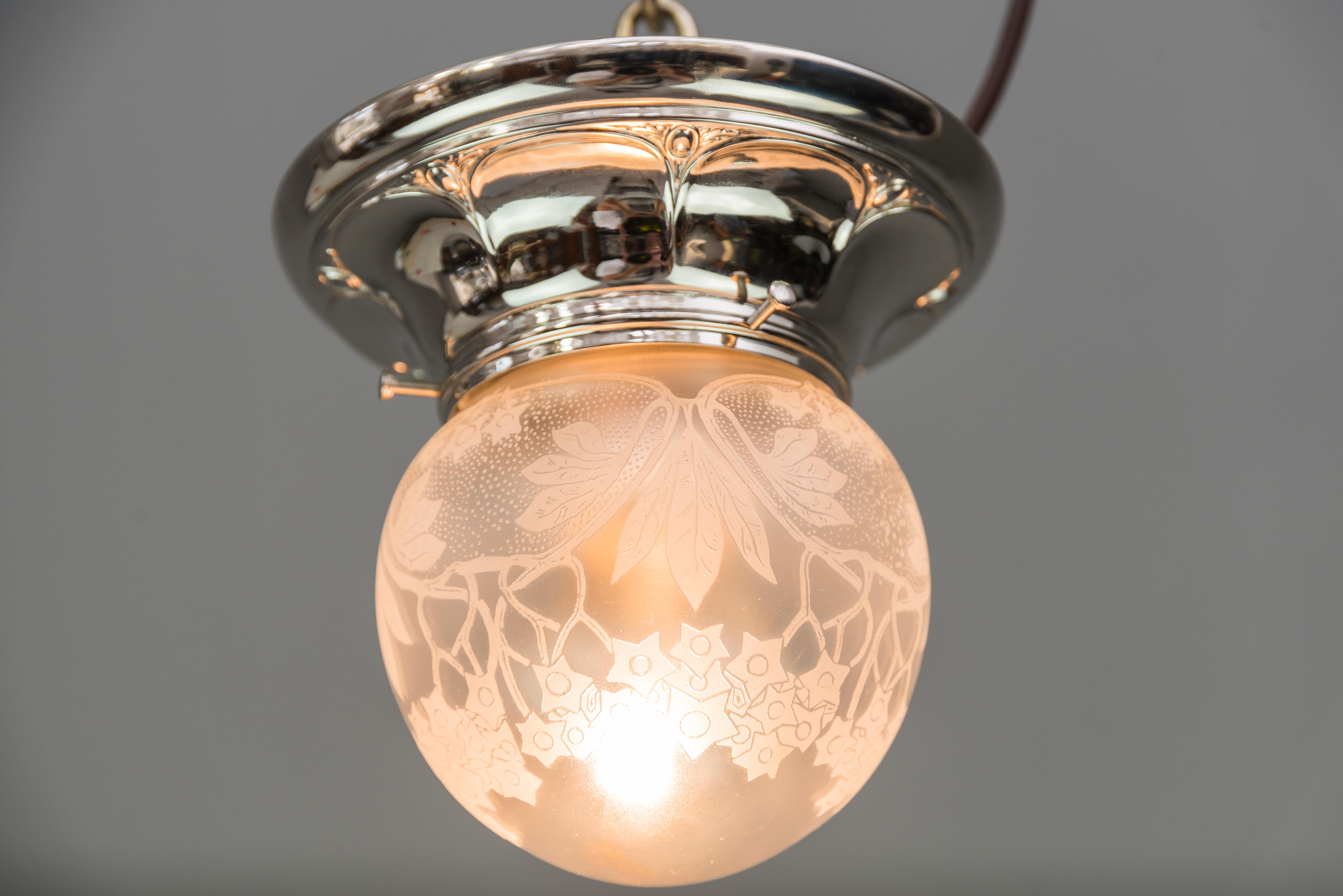 Glass Small Jugendstil Ceiling Lamp, circa 1907