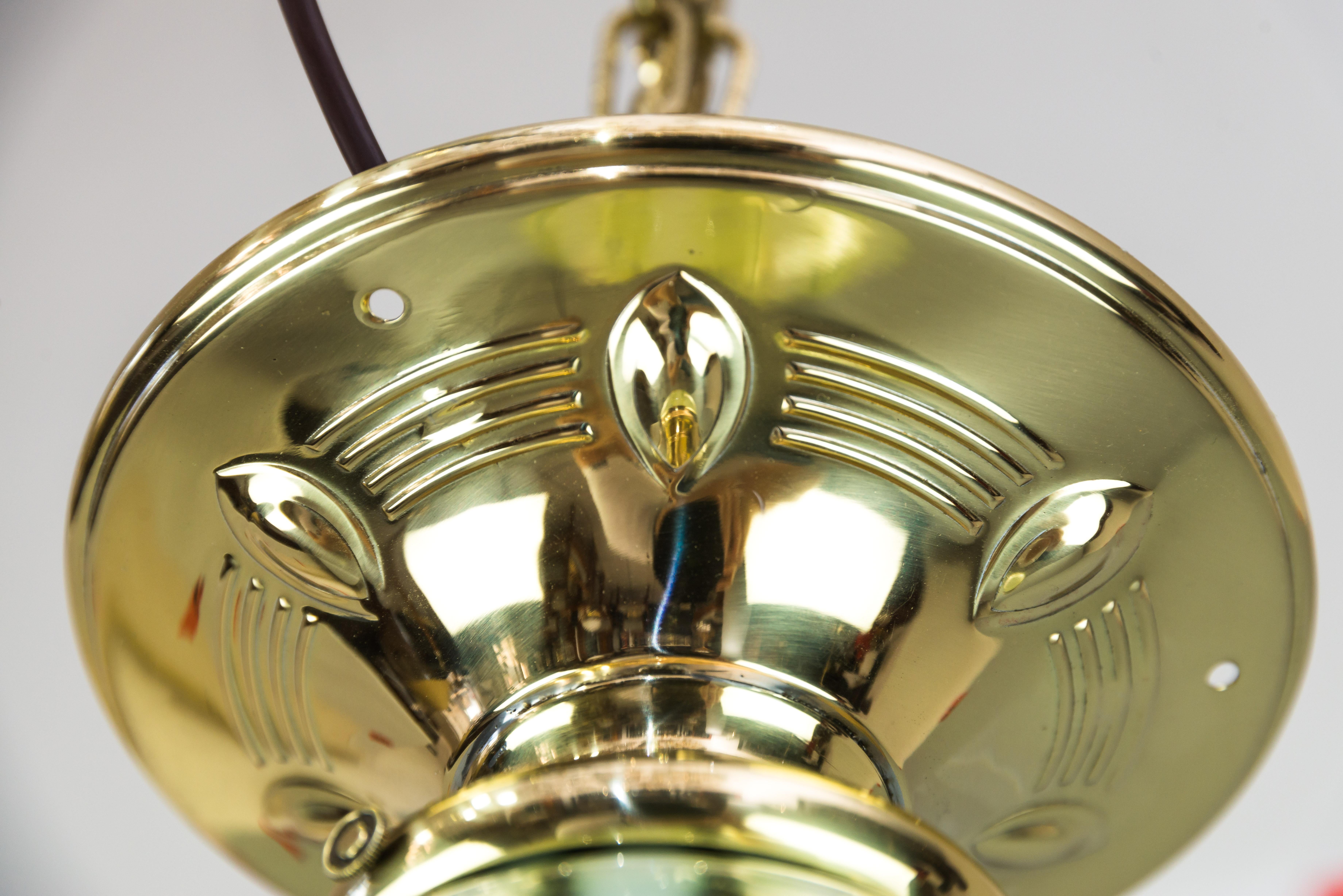 Small Jugendstil Ceiling Lamp with Original Yellow/Green Opaline Glass In Excellent Condition For Sale In Wien, AT