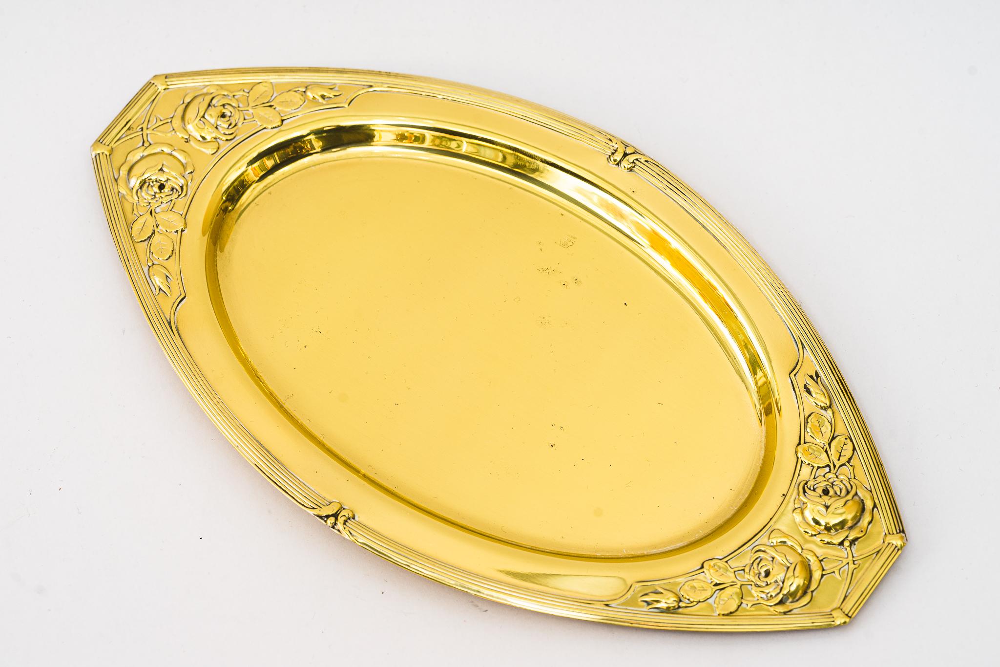 Brass Small Jugendstil Serving Plate Vienna Around 1908 For Sale