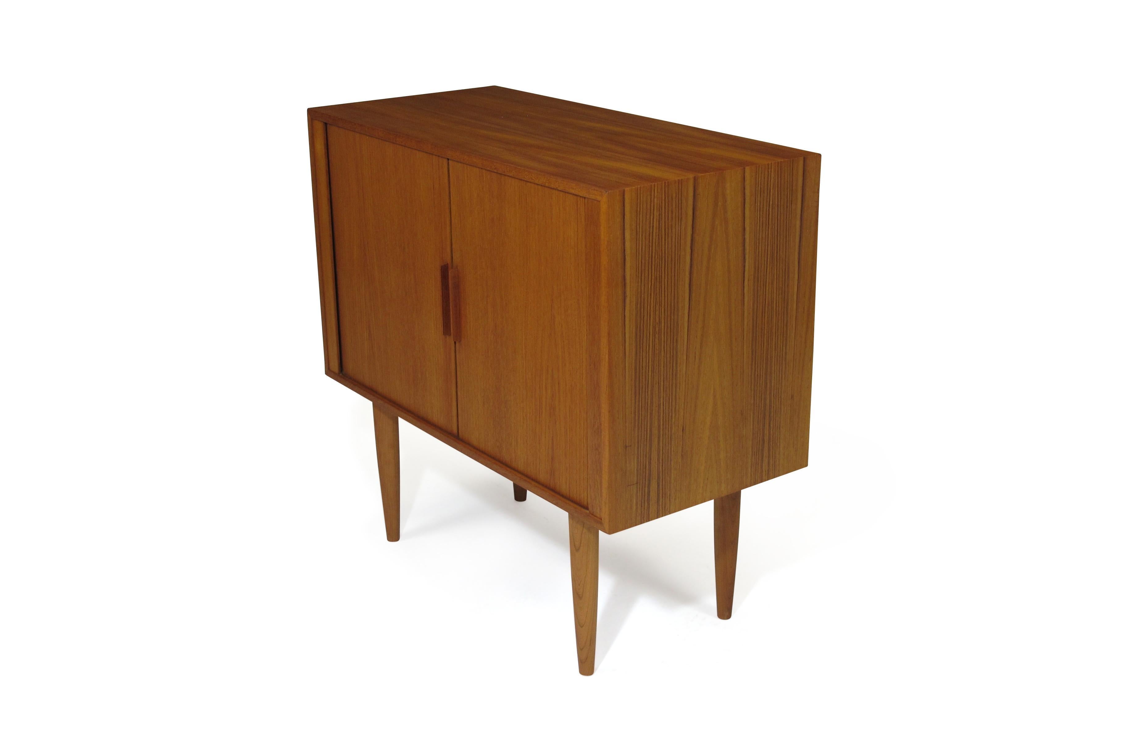 Scandinavian Modern Small Kai Kristensen Teak Tambour Door Cabinet