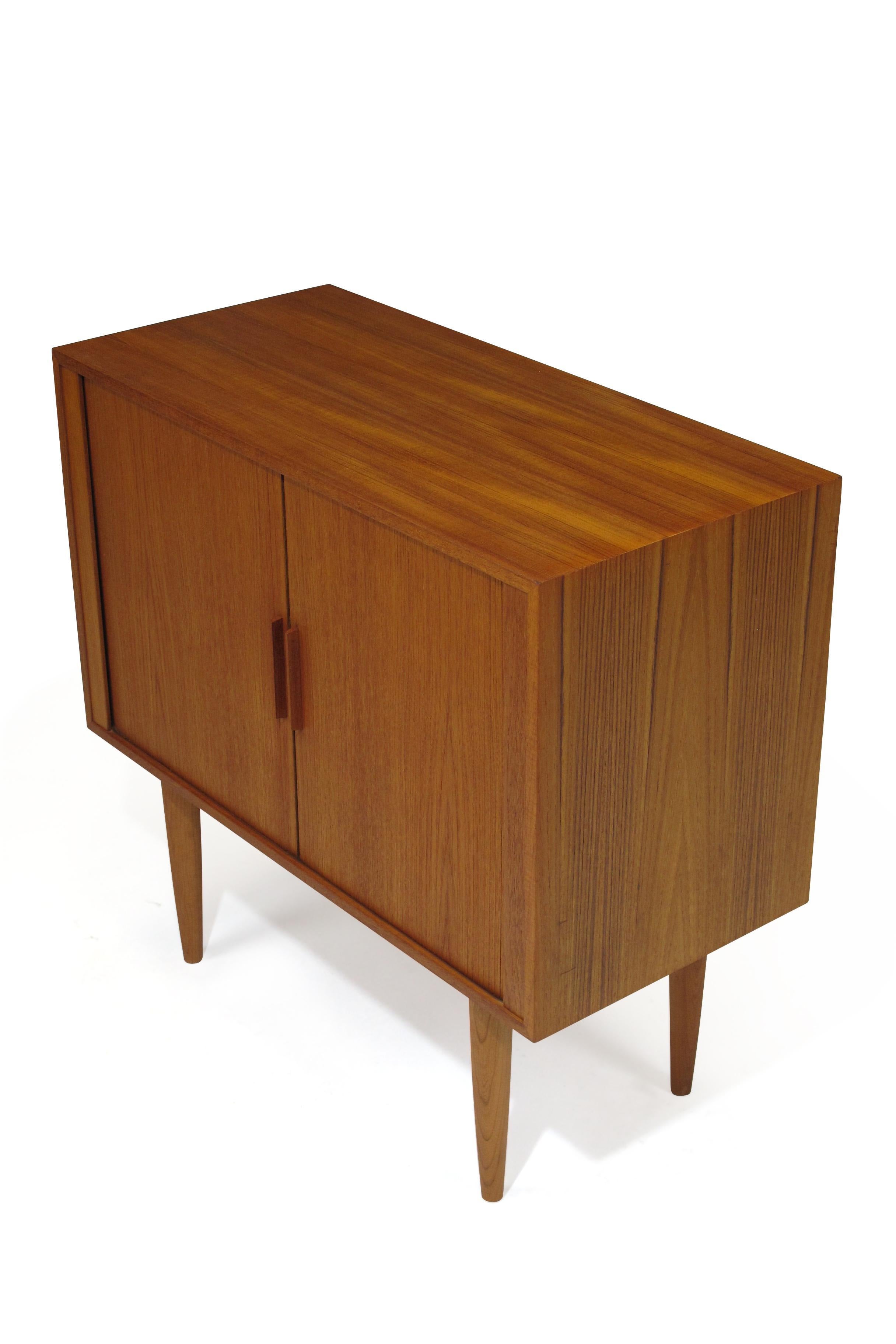 Danish Small Kai Kristensen Teak Tambour Door Cabinet