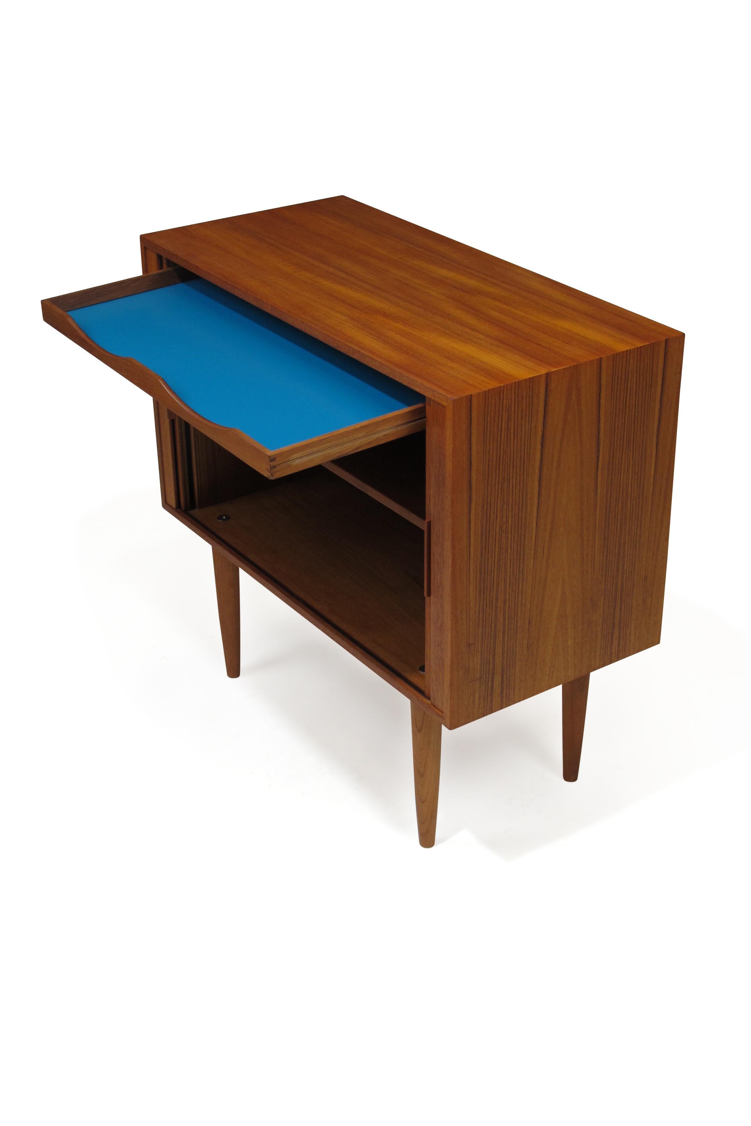 Oiled Small Kai Kristensen Teak Tambour Door Cabinet