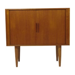 Vintage Small Kai Kristensen Teak Tambour Door Cabinet