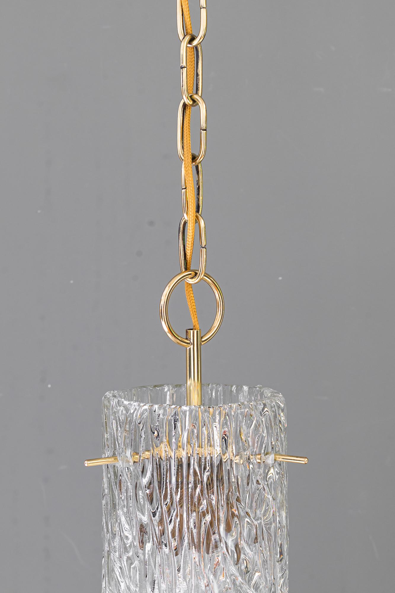 Mid-Century Modern Small Kalmar pendant with structure glass around 1950s For Sale