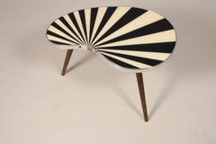 Small Kidney Shaped Side Table, Flower Table, Black/White, Chrome, 50s Style