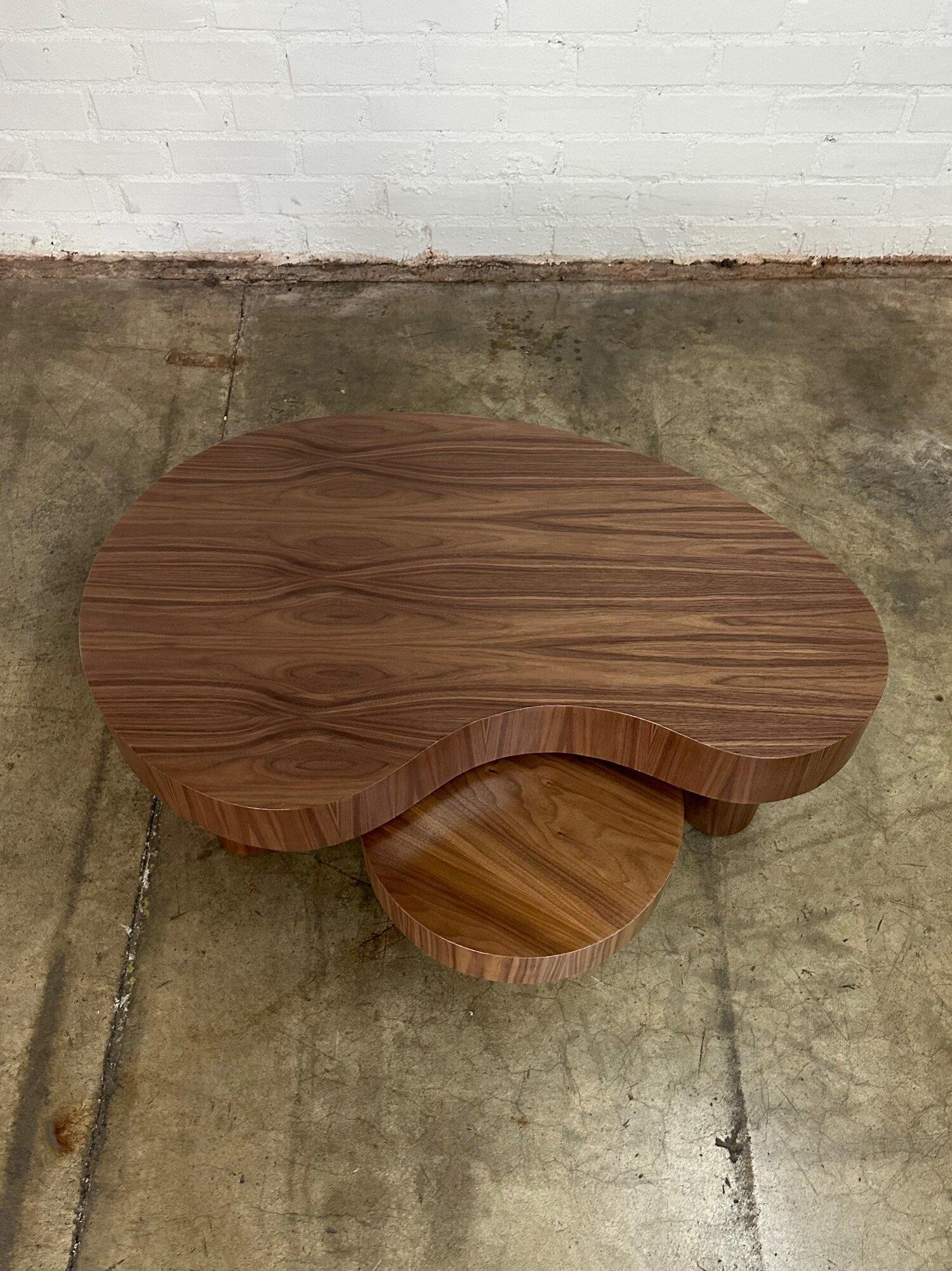 Small Kidney Two Tiered Coffee Table Set- Walnut For Sale 1