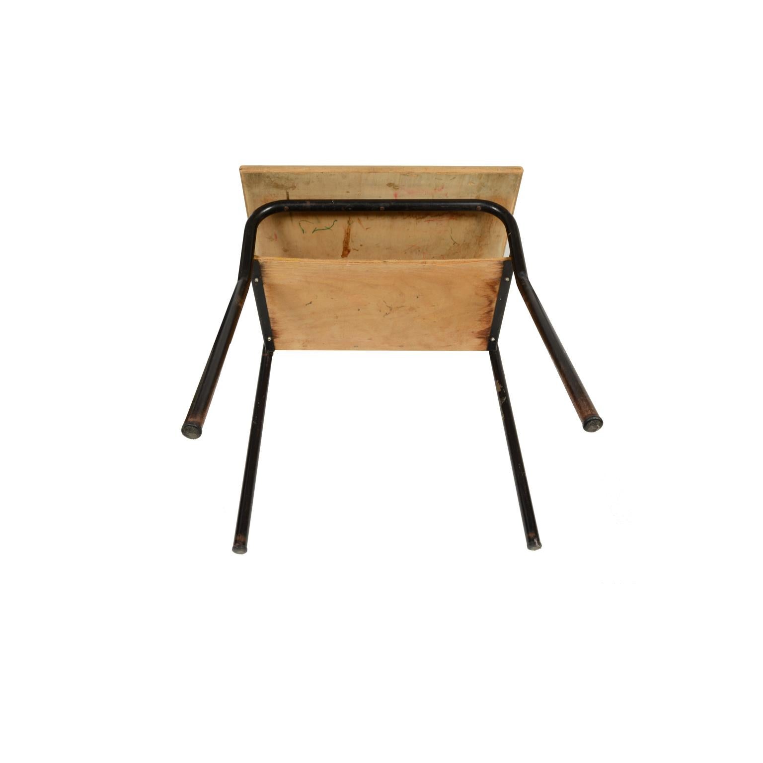 Mid-20th Century 1950s Italy Small Desk and Chair Original Kindergarten  made Formica and Metal