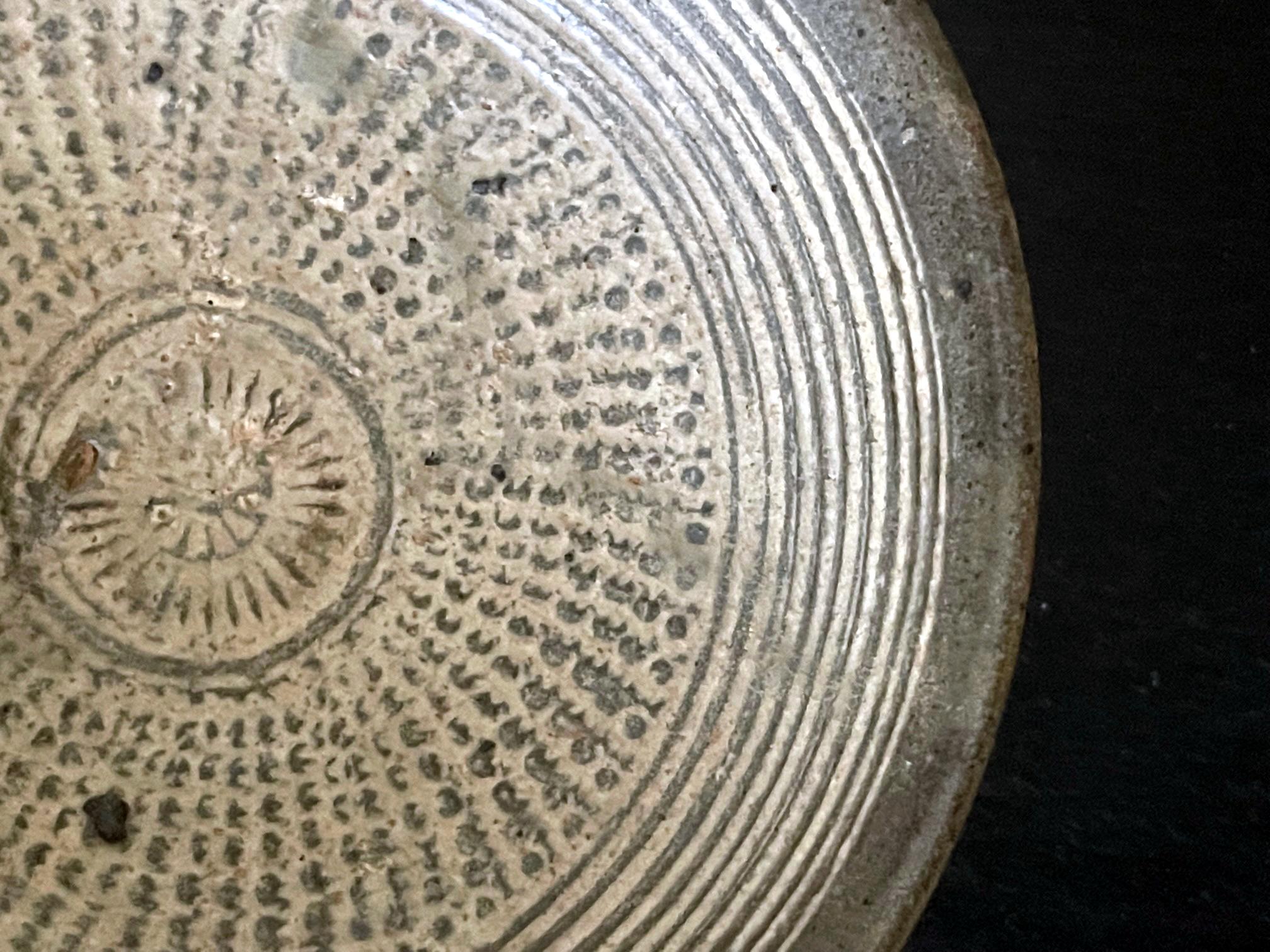 18th Century and Earlier Small Korean Stoneware Bungcheong Bowl Joseon Dynasty For Sale