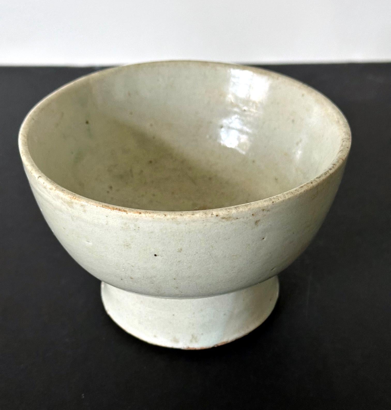 Small Korean White Ceramic Stem Bowl Joseon Dynasty For Sale 7