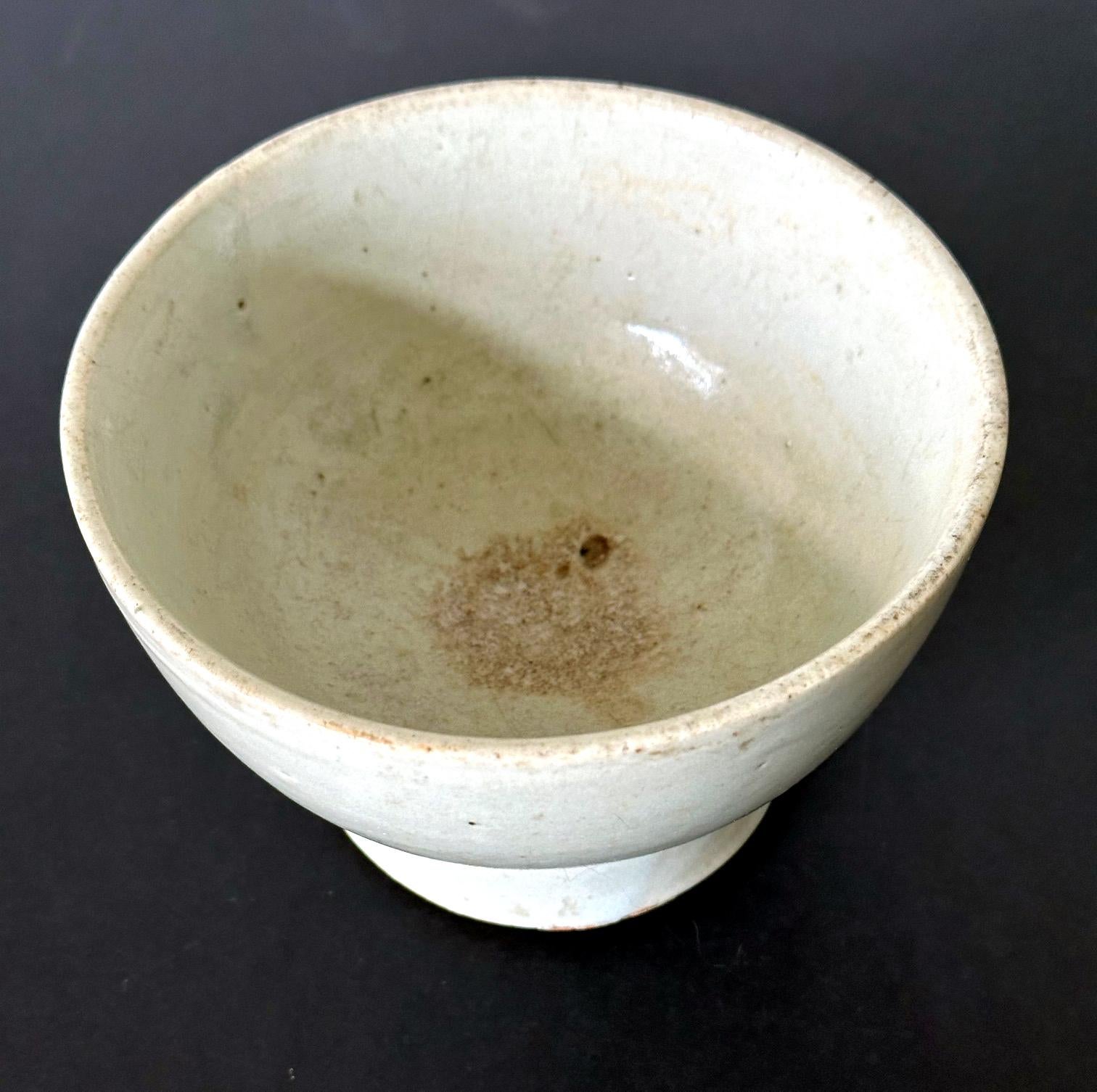 Small Korean White Ceramic Stem Bowl Joseon Dynasty For Sale 8
