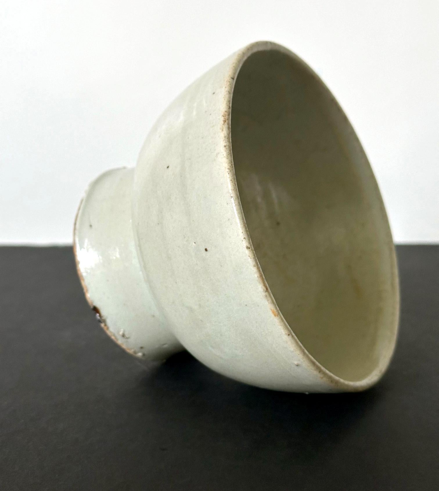 Small Korean White Ceramic Stem Bowl Joseon Dynasty For Sale 1