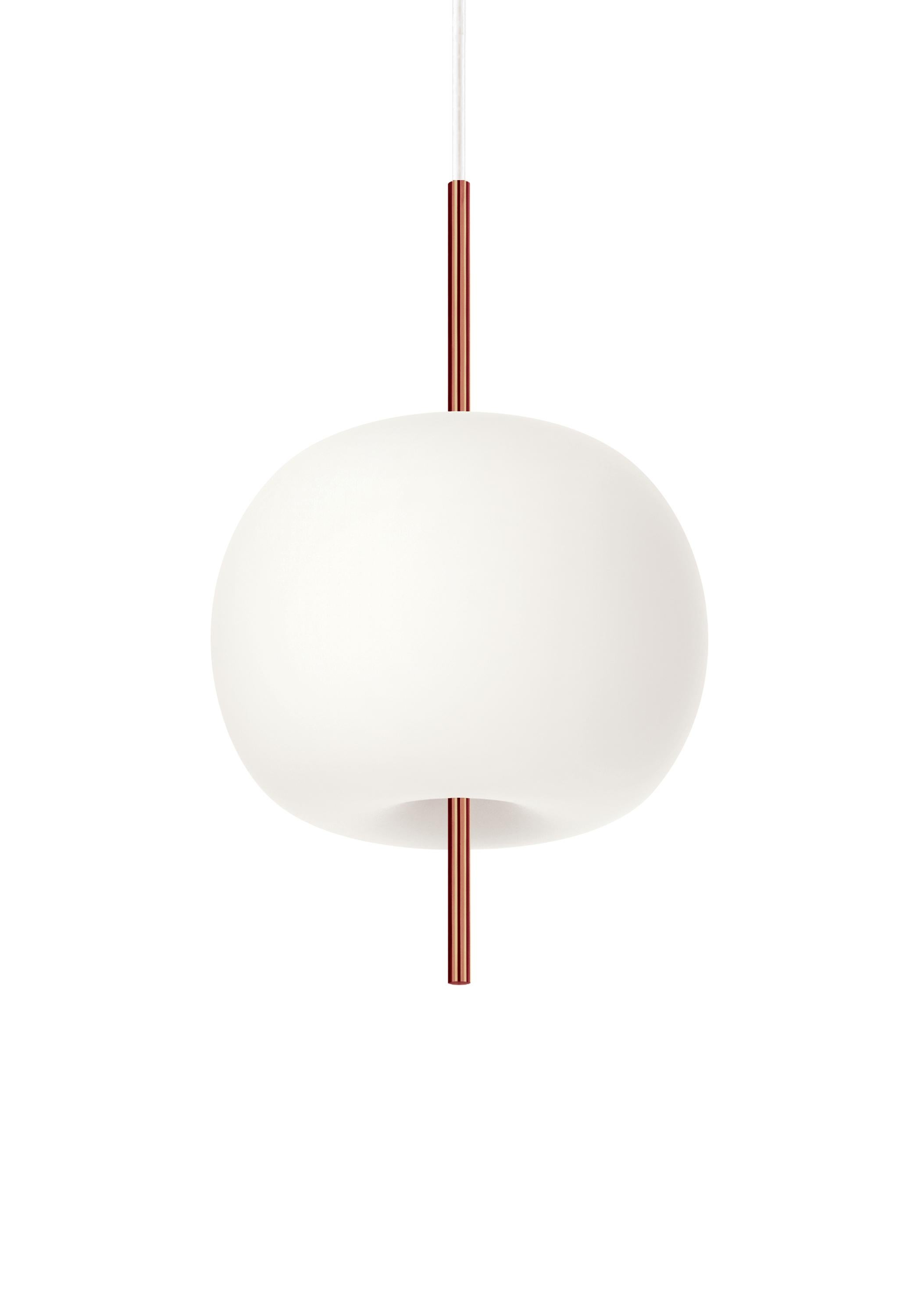Small 'Kushi' Opaline Glass and Metal Suspension Lamp for Kdln in Black For Sale 3