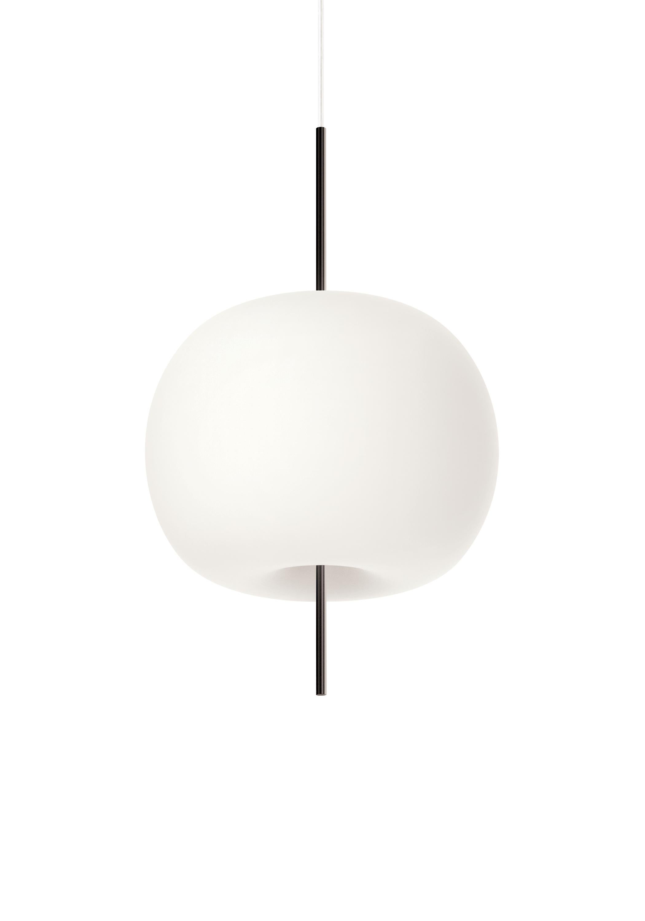Small 'Kushi' Opaline Glass and Metal Suspension Lamp for Kdln in Black For Sale 6