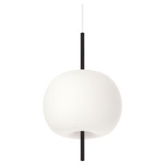 Small 'Kushi' Opaline Glass and Metal Suspension Lamp for KDLN in Black