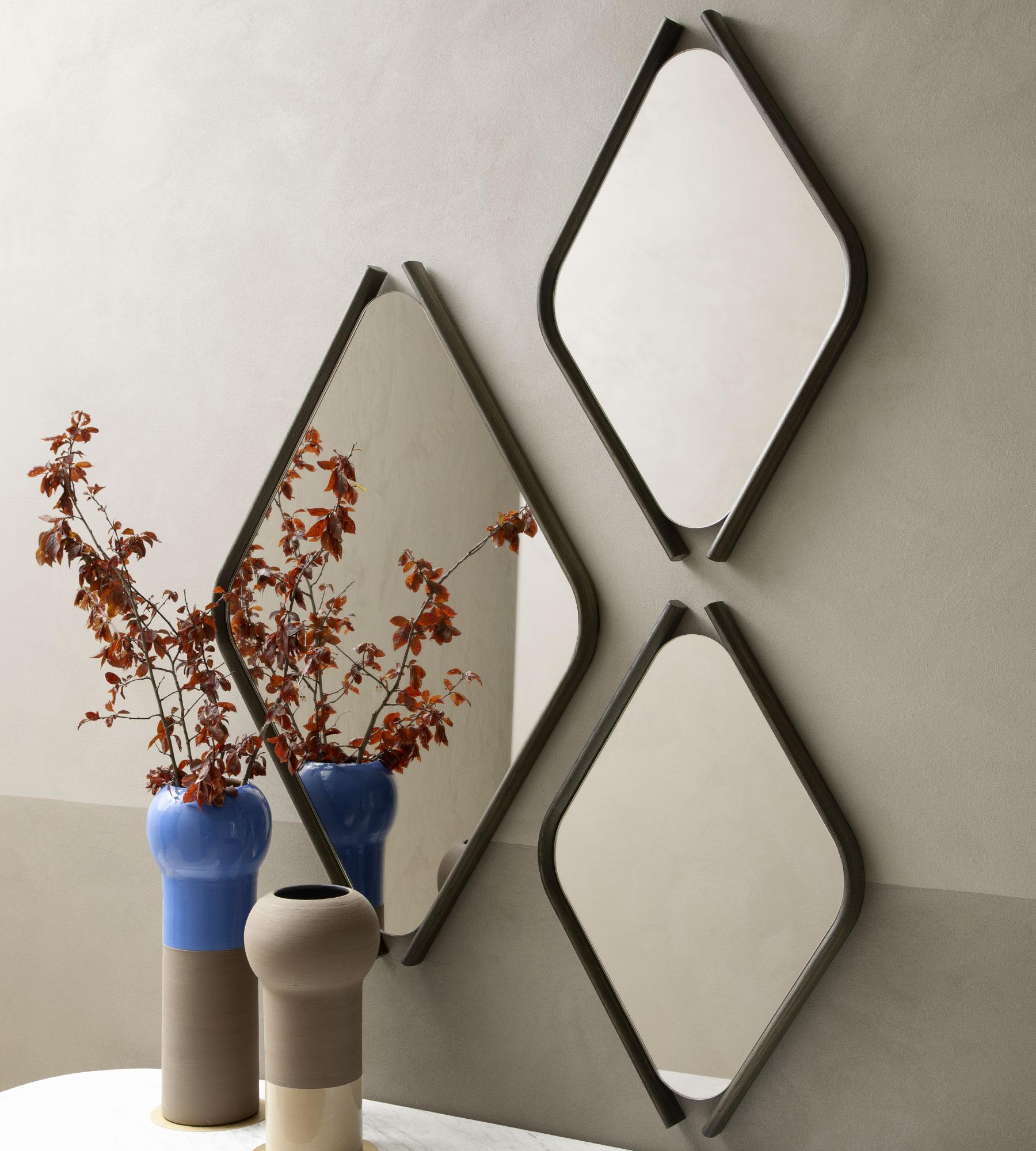 Small Laguna Oak Wood Eye Mirrors by Morica Design
Dimensions: D 4 x W 73 x H 48 cm
Materials: Mirror, Laguna oak.

Available in Canaletto Walnut, Laguna Oak, or Oak wood. Please contact us.

Mirror with a frame in solid wood with “herringbone”