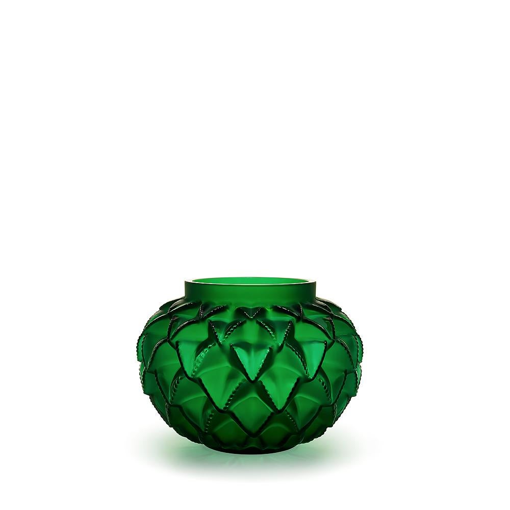 For Sale: Green (Lime Green) Small Languedoc Vase in Crystal Glass by Lalique