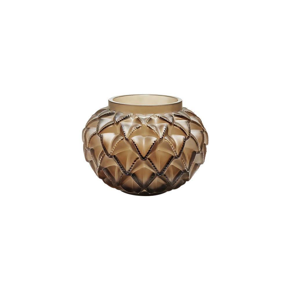 For Sale: Brown (Bronze) Small Languedoc Vase in Crystal Glass by Lalique