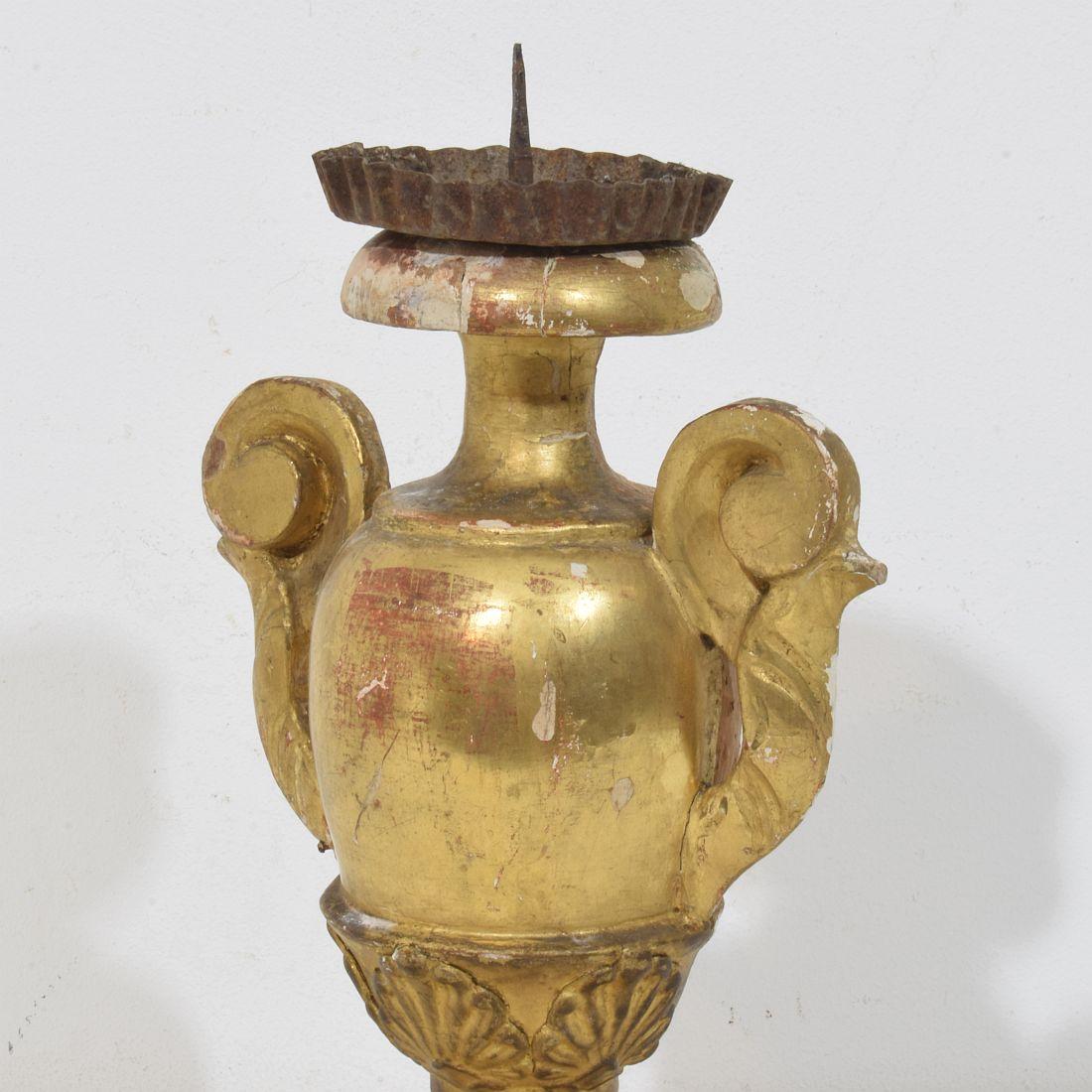 Piccolo portacandele in legno dorato neoclassico italiano della fine del XVIII secolo in vendita 2