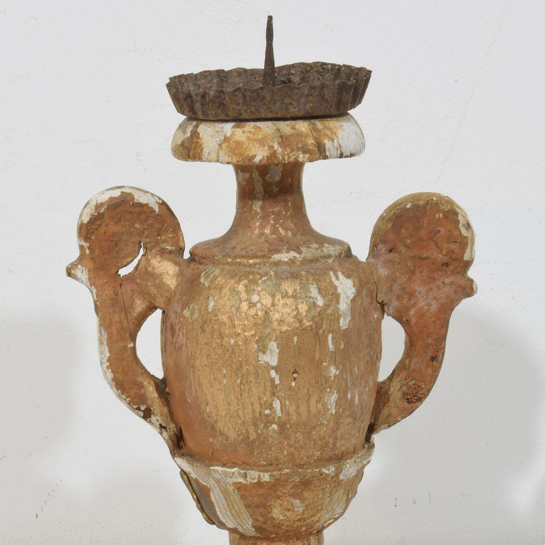 Piccolo portacandele in legno dorato neoclassico italiano della fine del XVIII secolo in vendita 4