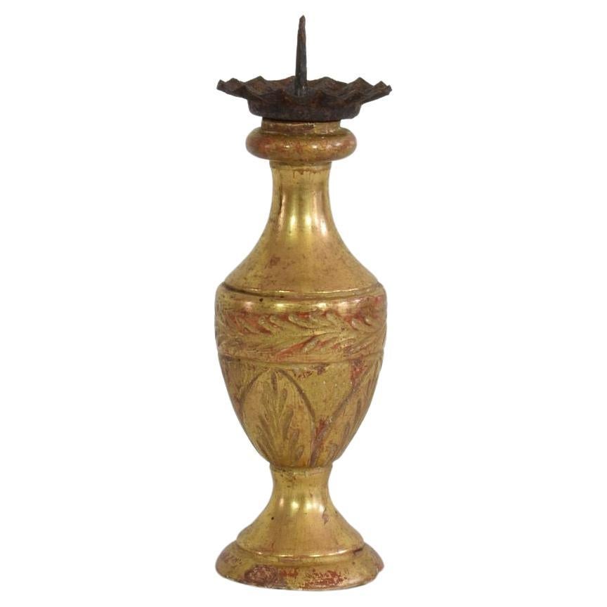 Small Late 18th Century Italian Neoclassical Giltwood Candlestick