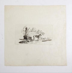 Small Late 18th Century Thomas Bewick Woodcut of Old Horse