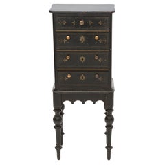 Antique Small Late Empire Black Painted Chest of Drawers
